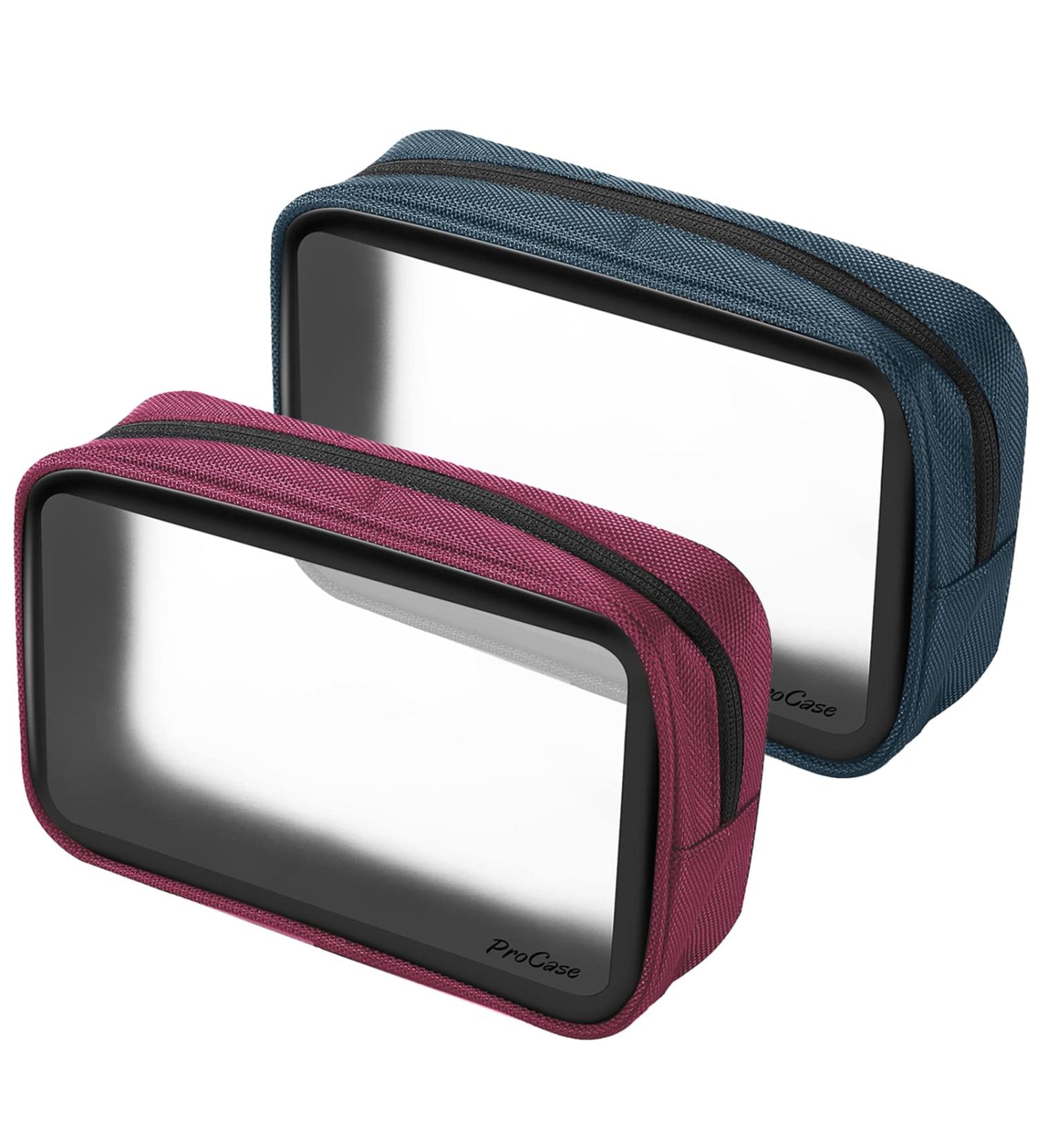 TSA Approved 2-Pack ProCase Clear Travel Toiletry Bag - Navy/Red - Buy Online on SooperMarket.com