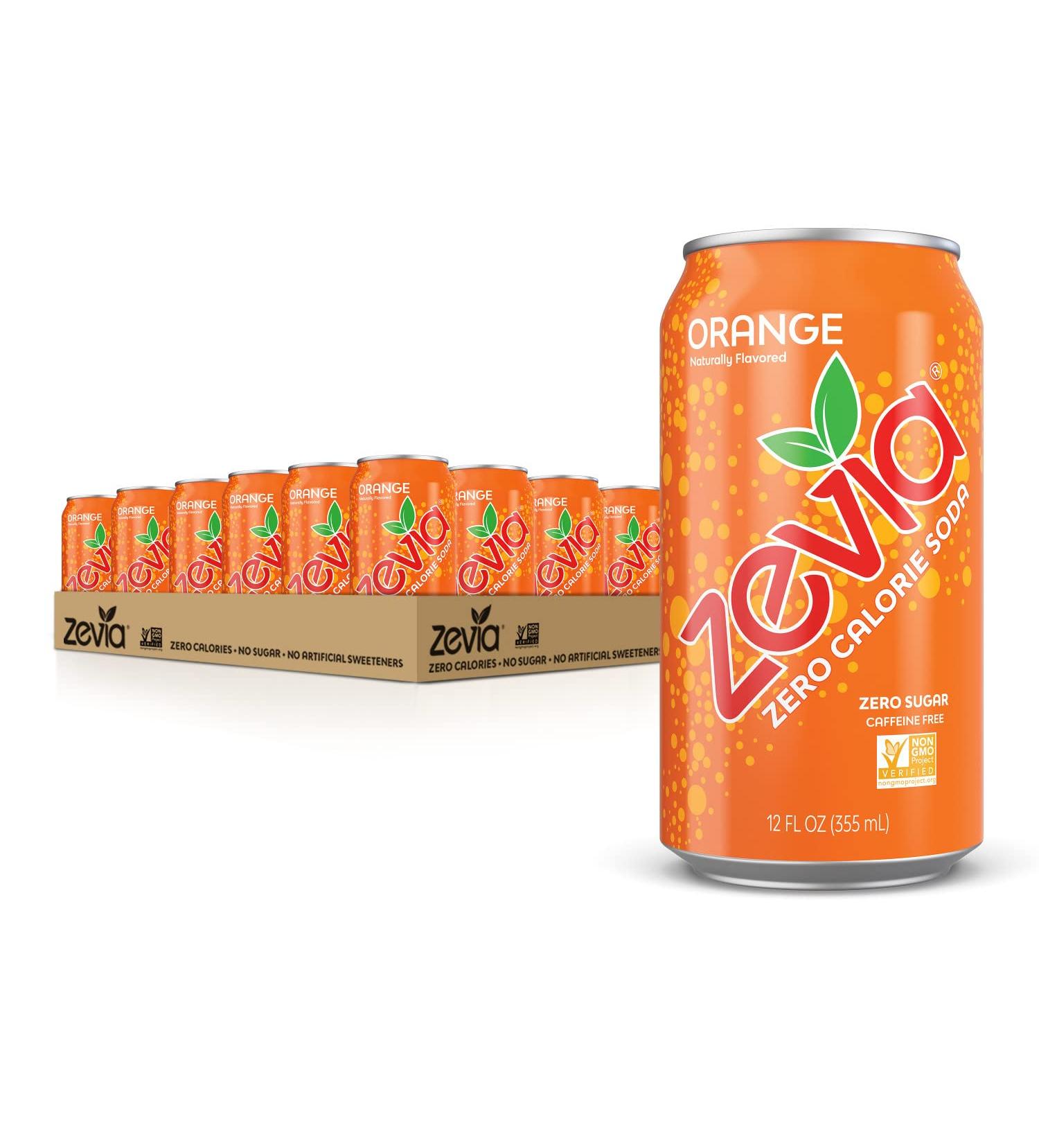 Zevia Zero Calorie Soda Orange 12oz Cans (Pack of 24) - Refreshing Orange Flavor, Sugar-Free Drink Option - Buy Online on SooperMarket.com