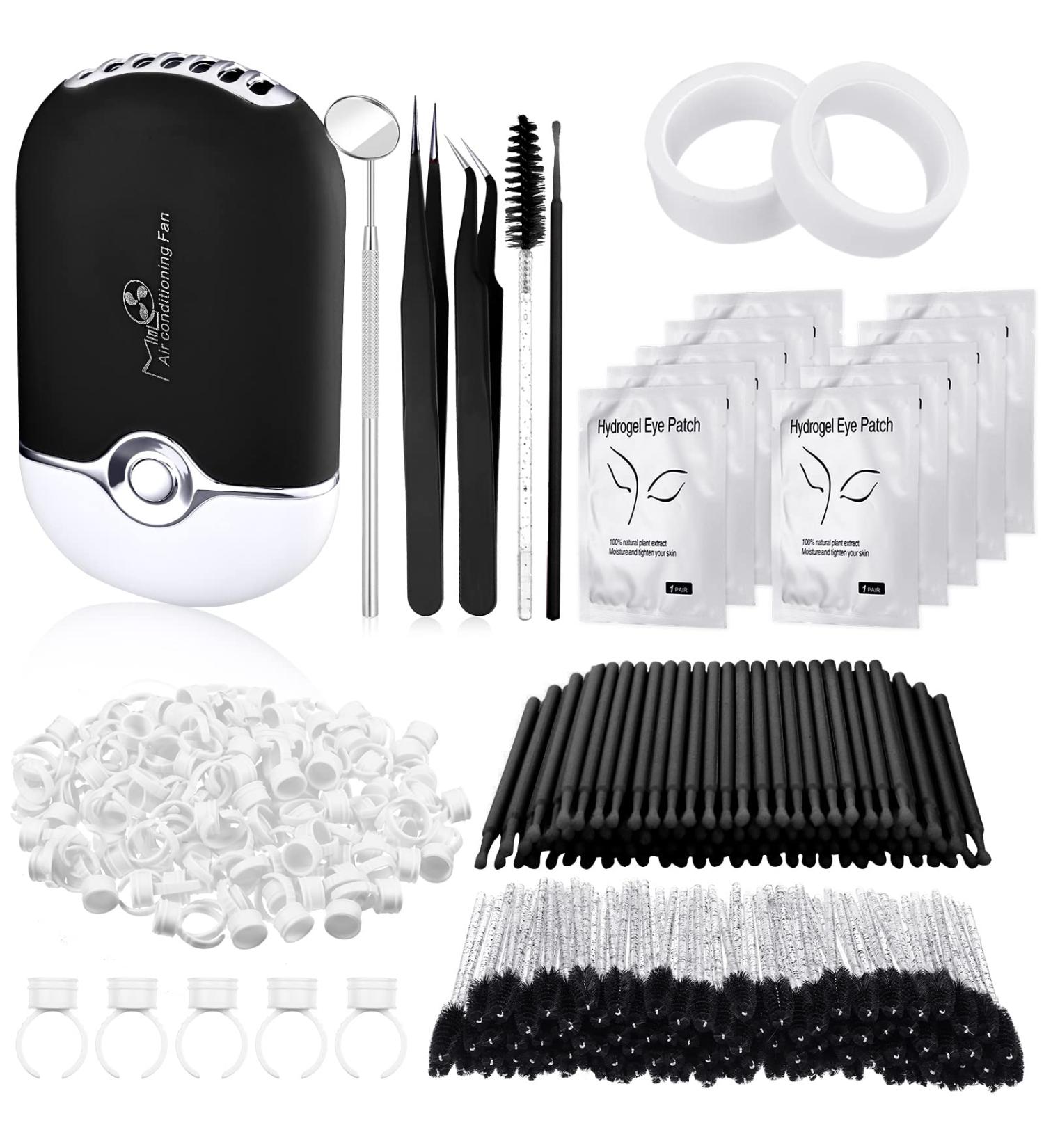 316 PCS Eyelash Extension Kit with USB Mini Portable Air Blower, Tweezers, Tapes, Brushes, and Micro Applicators (Black) - Buy Online on SooperMarket.com