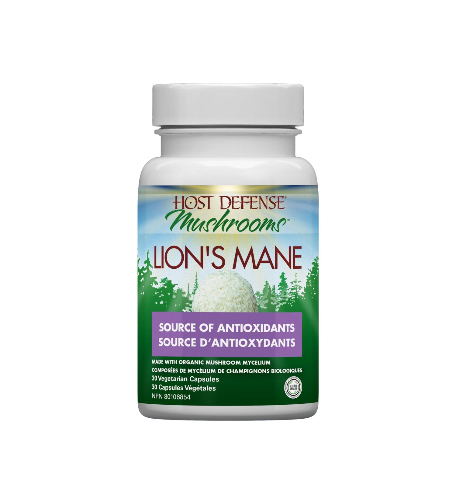 Host Defense Lions Mane Mushroom Supplement for Brain Health 30 Mushroom Capsules| 1000mg Lion's Mane Powder per Serving |Mushroom Supplements for Brain & Nervous System Support | Mushroom Powder Extract Pills Host Defense Mushrooms| Lion's Mane Pills - Buy Online on SooperMarket.com