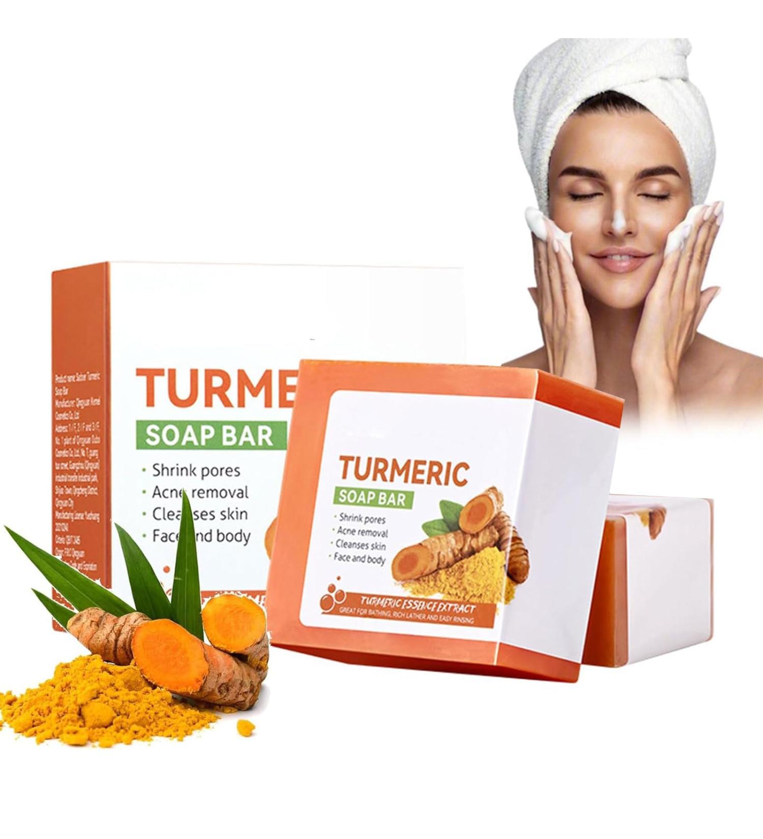 Turmeric Soap Bar Kojic Acid Soap Turmeric Soap Bar Turmeric Brightening Soap Turmeric Soap Bar for Face & Body Natural Turmeric Skin Soap Remove Acne Blackheads Dark Spot for Deep Cleansing - Buy Online on SooperMarket.com