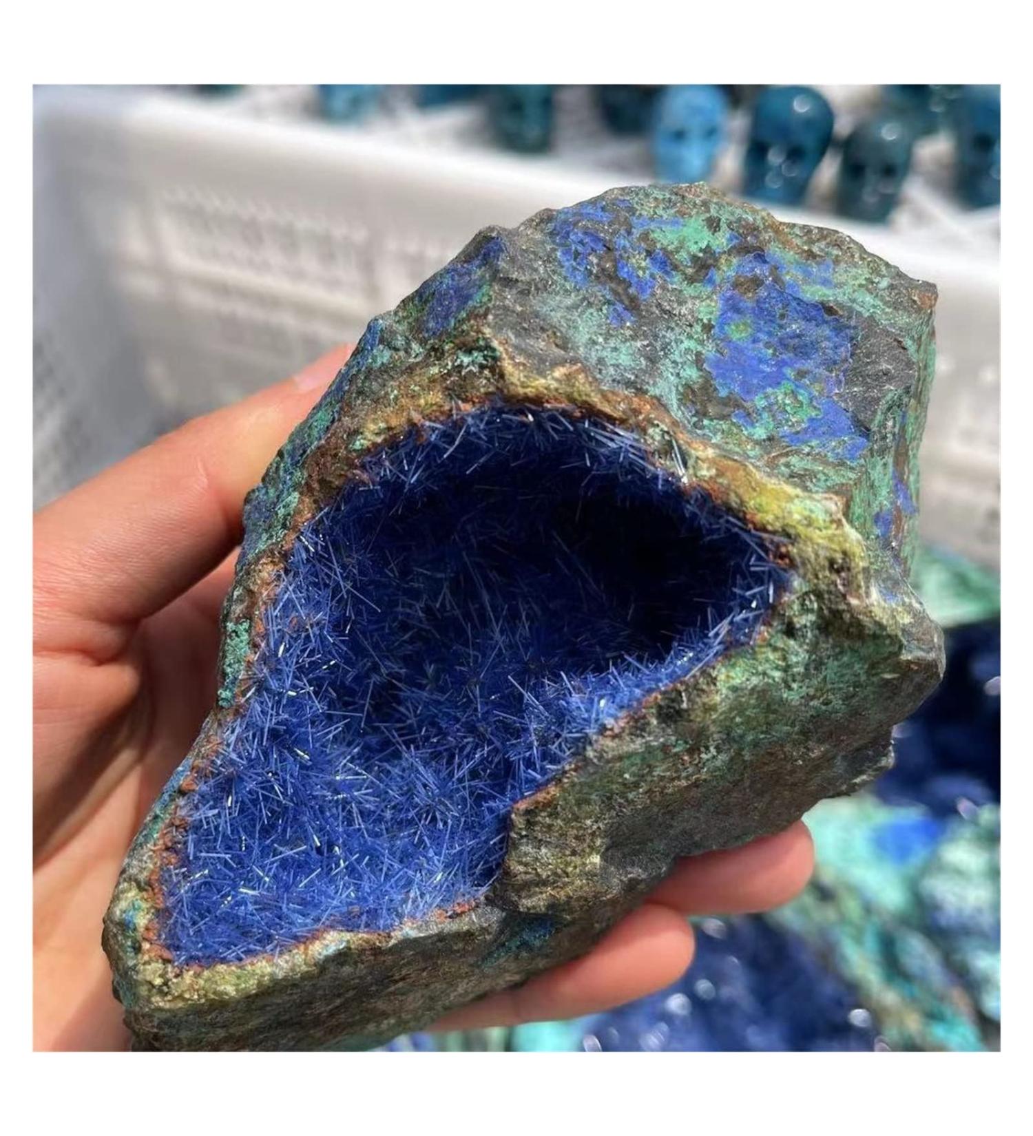 Natural Crystal Rough Natural Azurite Raw Gemstone Needle Cluster Malachite Geode Crystal Stone Collectible 1pc 400-500g - Buy Online on SooperMarket.com