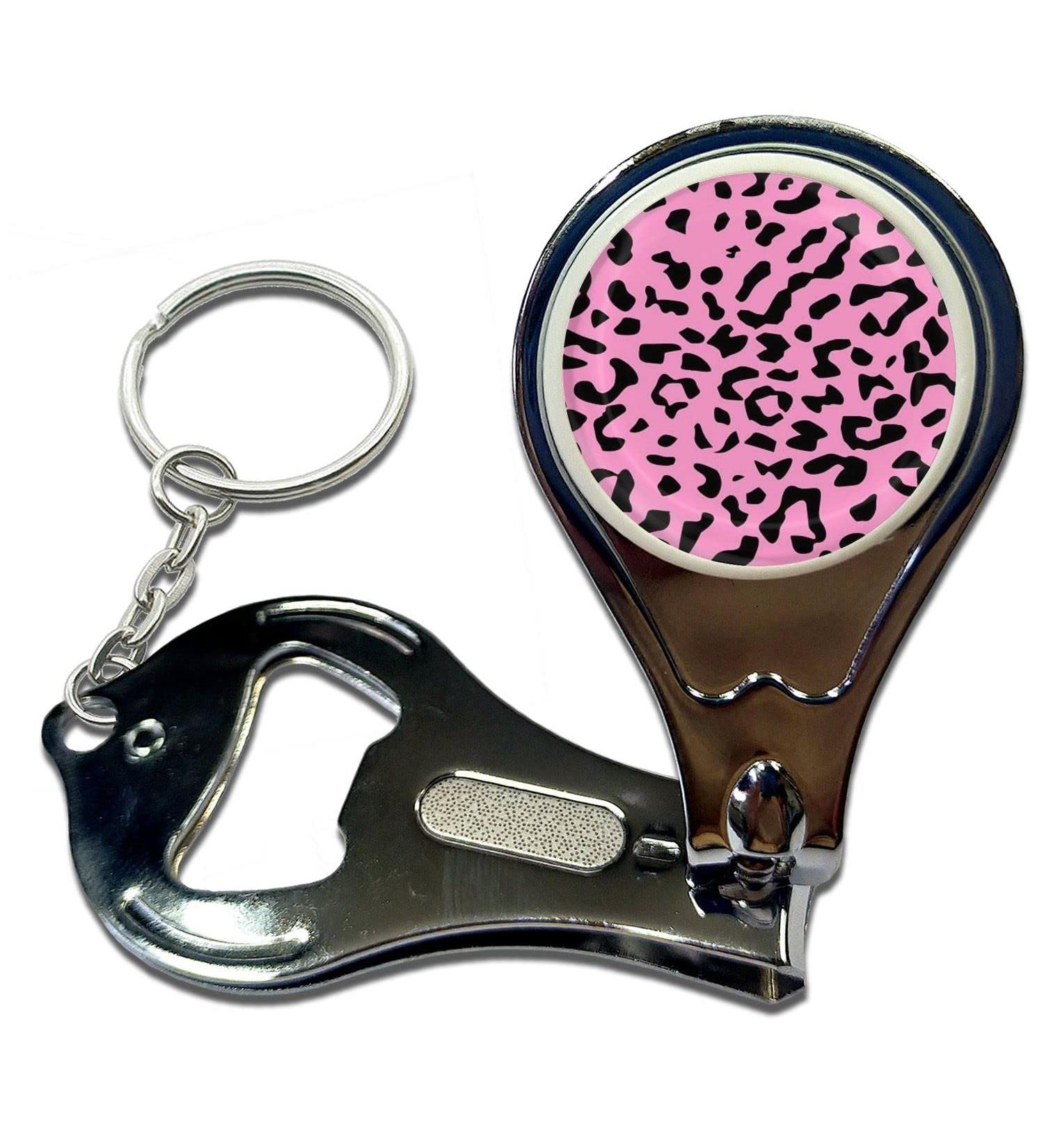 BadgeBeast.co.uk Pink Leopard Print - Key Ring Bottle Opener and Nail Clipper - Buy Online on SooperMarket.com