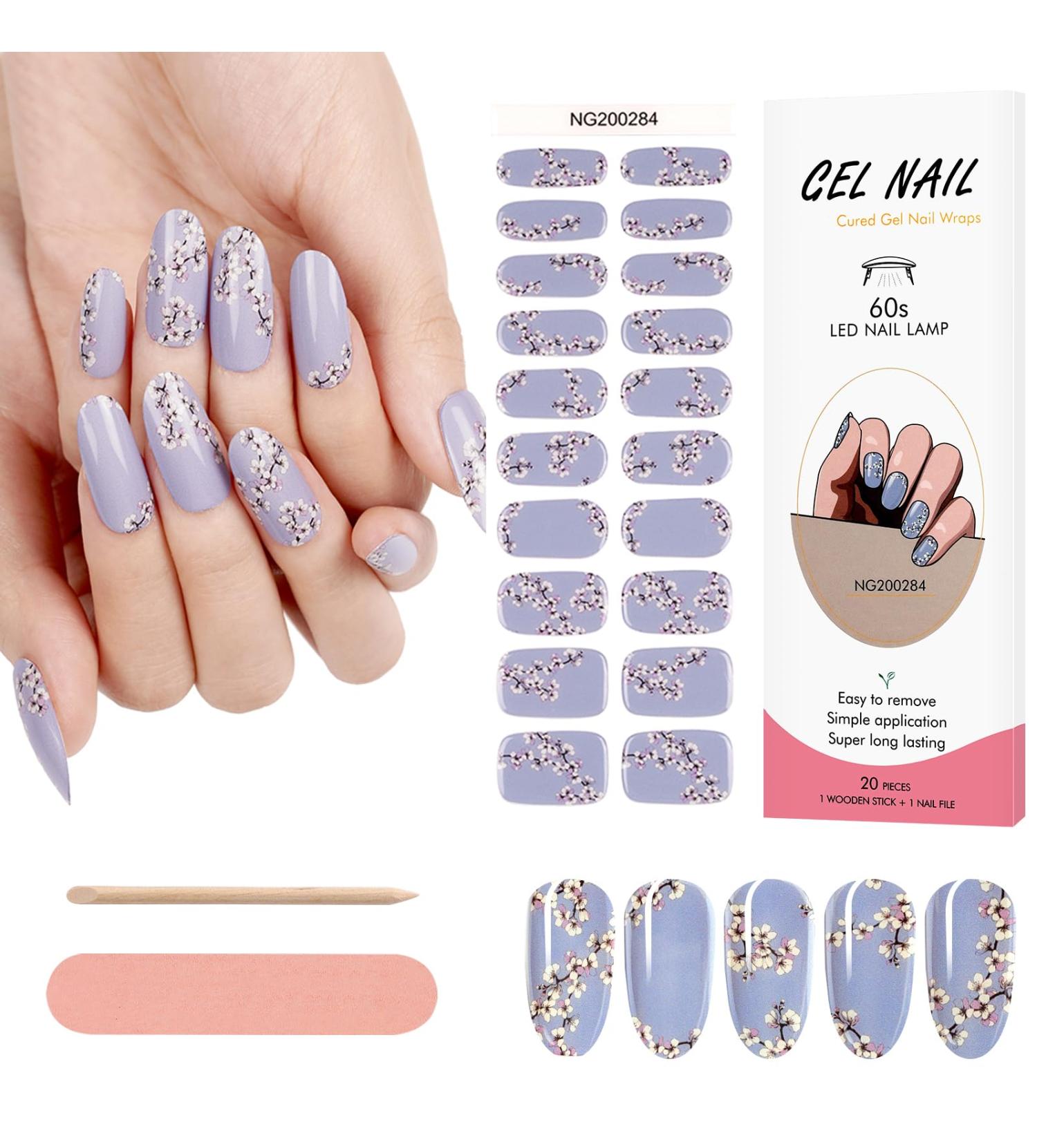 Kalolary 20PCS Nail Gel Polish Wraps | Self-Adhesive Nail Stickers with File and Stick | UV/LED Lamp Required | NJTZ-NG200284 - Buy Online on SooperMarket.com