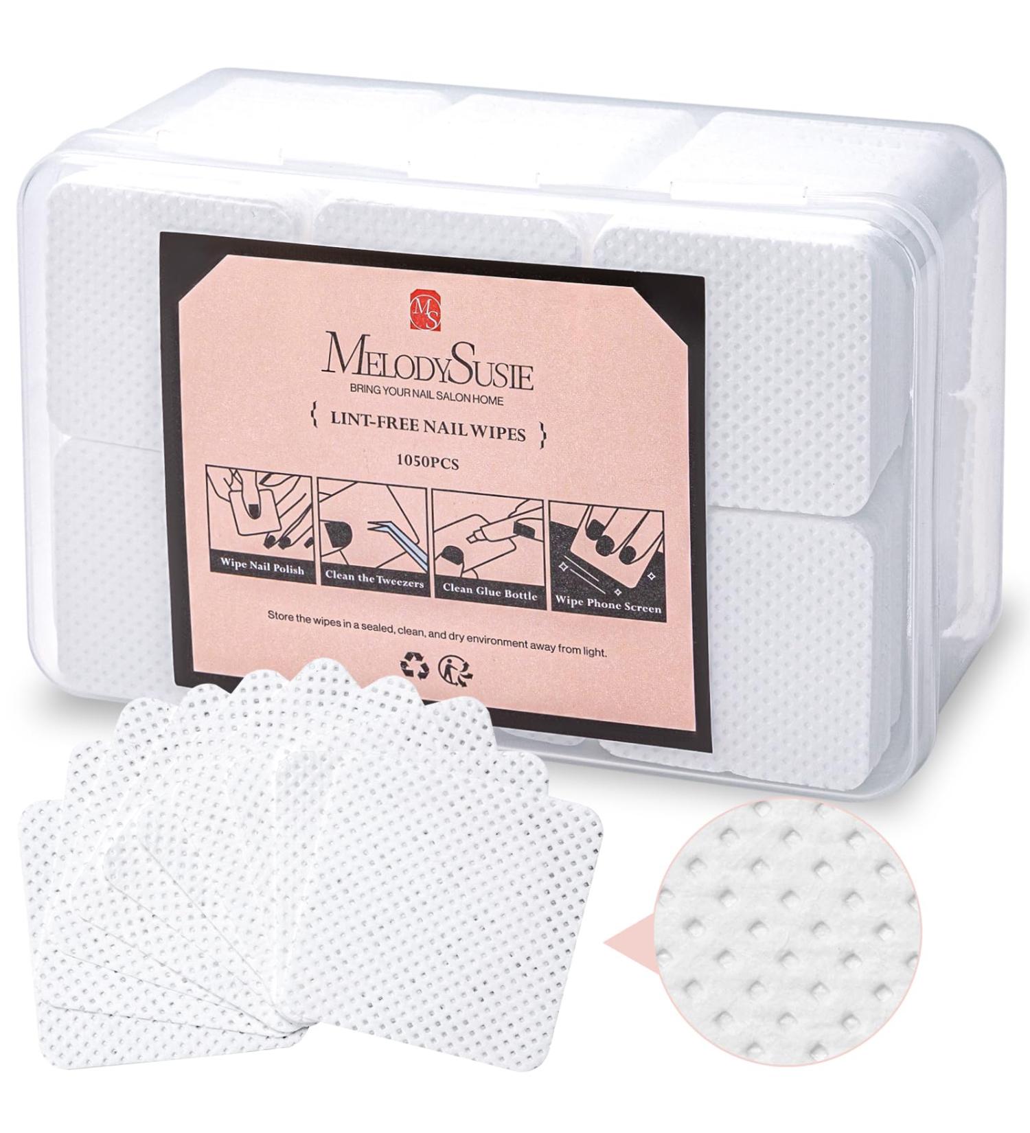 MelodySusie Lint Free Nail Wipes - 1050 Pcs Absorbent Non-Woven Gel Polish Remover Pads | Soft Alcohol Wipes for Nail Tech Salon Supplies & Dip Nail Prep - White - Buy Online on SooperMarket.com
