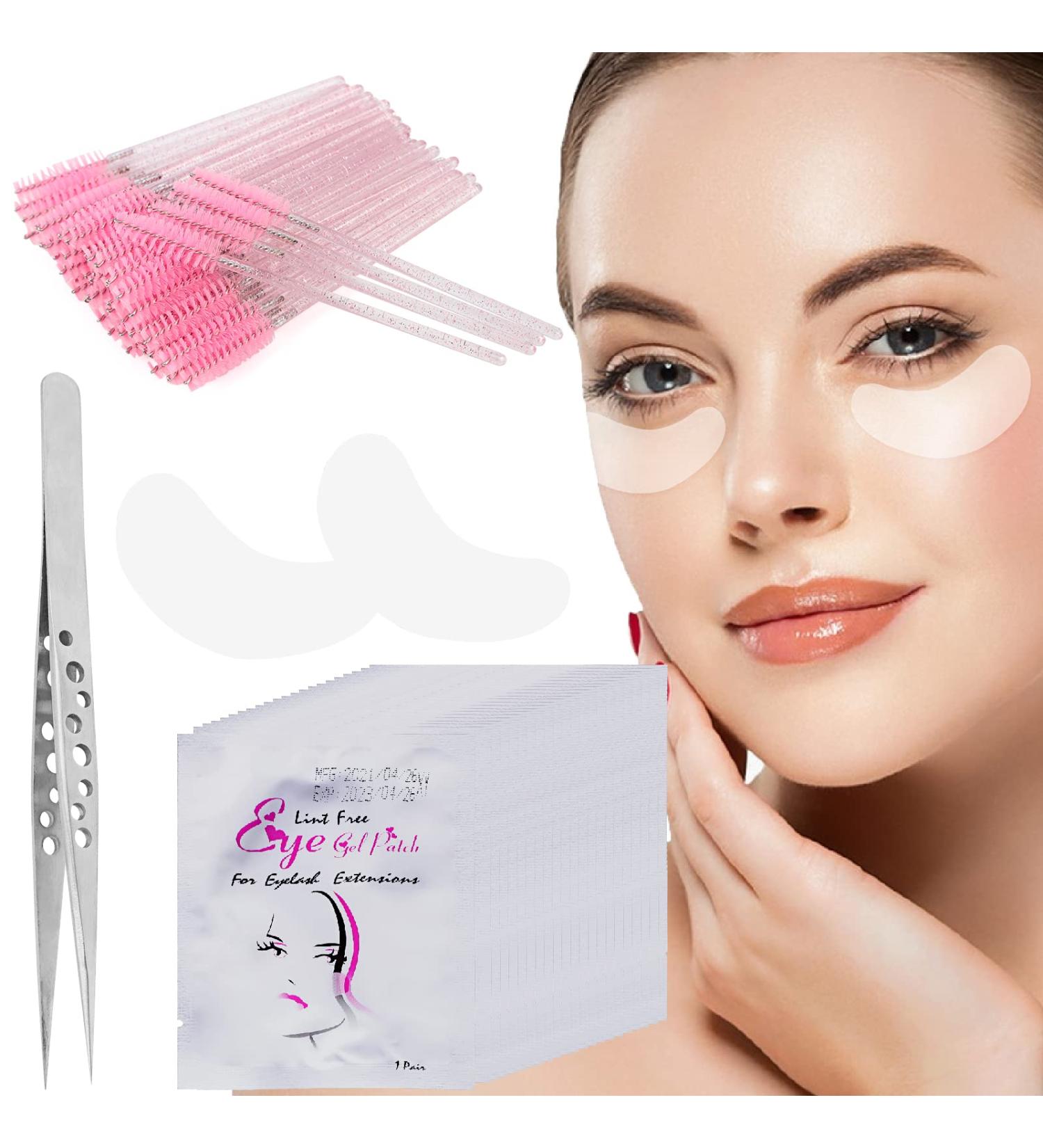 80 Pairs Under Eye Patches with Eyelash Brush & Tweezers - Lint Free Beauty Mask Tool for Eyelash Extensions - Buy Online on SooperMarket.com