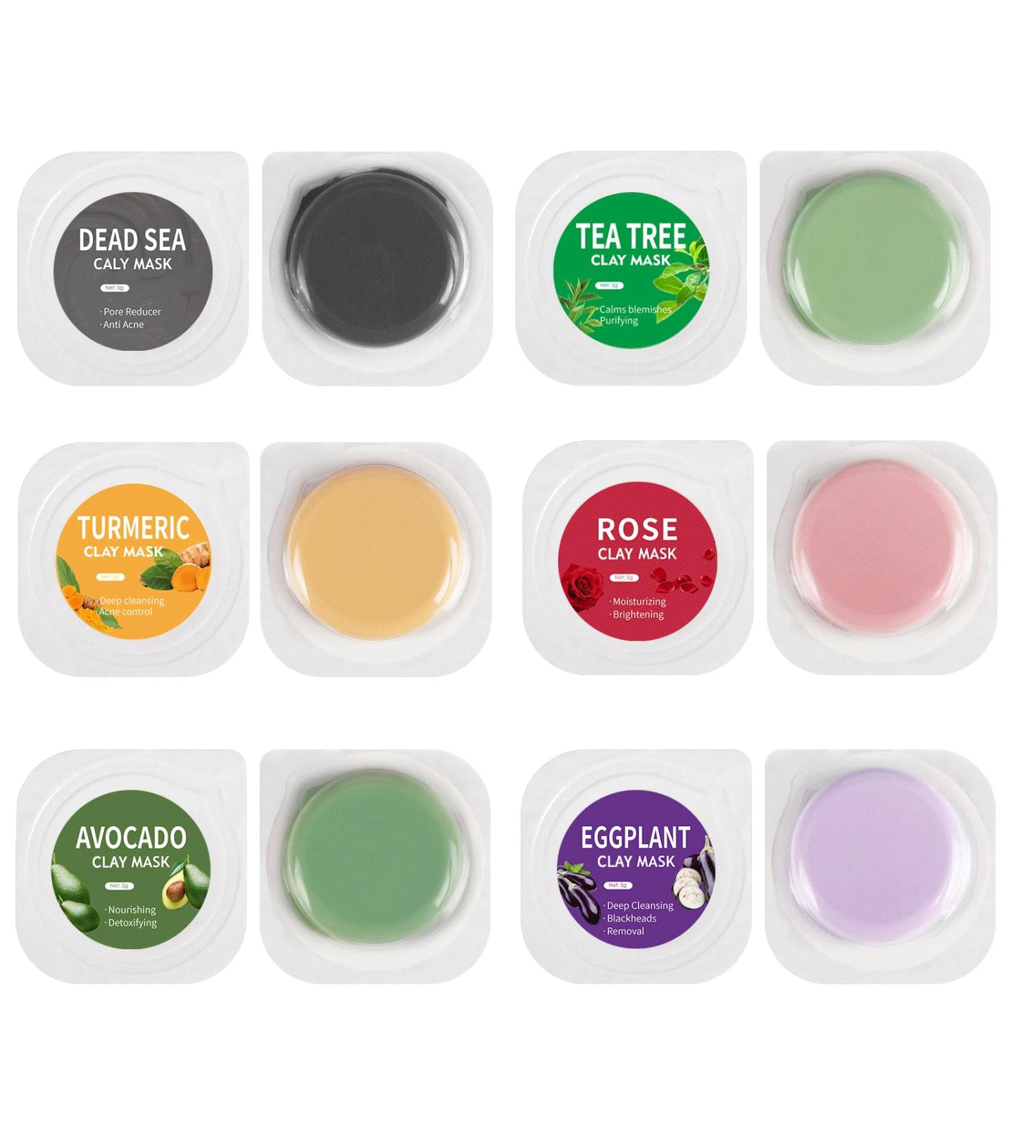Face Masks - Mix Clay Masks - Pink Green Tea Aubergine Avocado Clay Mask - For All Types of Skin Face Masks with Mask Brush (12) - Buy Online on SooperMarket.com