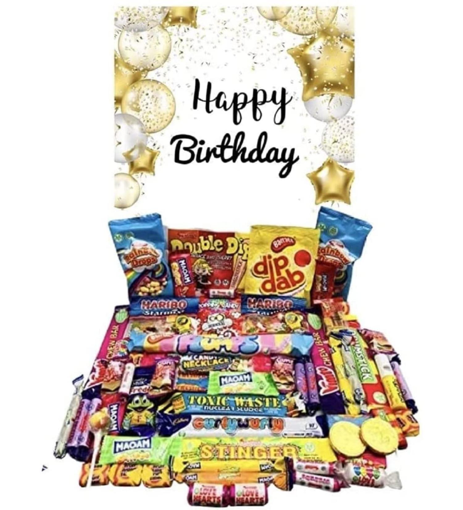 Happy Birthday Pick n Mix The Ultimate Retro Sweet Box Selection 70s 80s Box Sweet Hamper Present Gift over 60 sweets Great for all Ages 16th 18th 21st 30th 40th 50th - Buy Online on SooperMarket.com