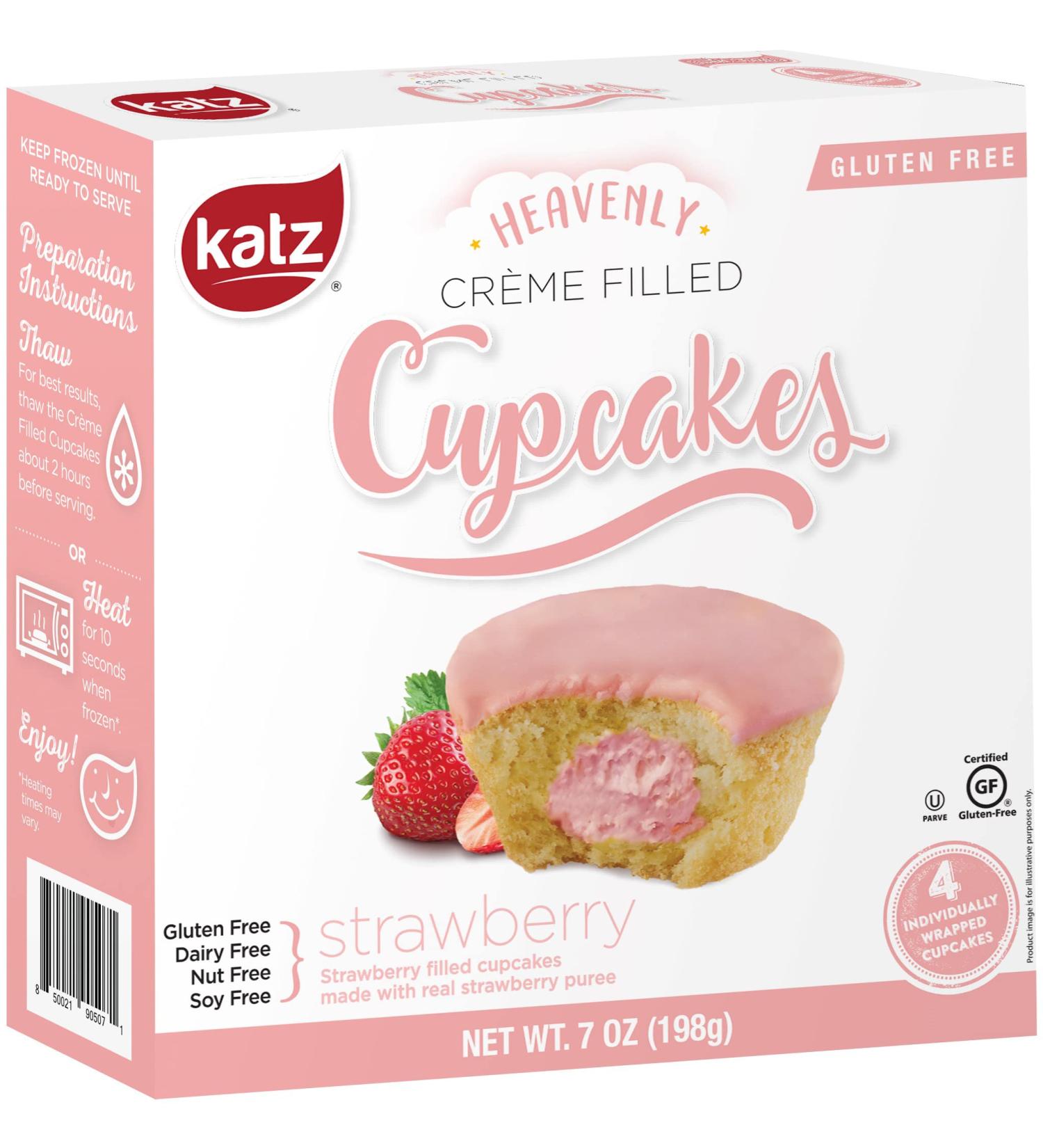 Katz Gluten Free Crme Filled Strawberry Cupcake (4 Count) - 1 Pack | Delicious Gluten-Free Treat - Buy Online on SooperMarket.com