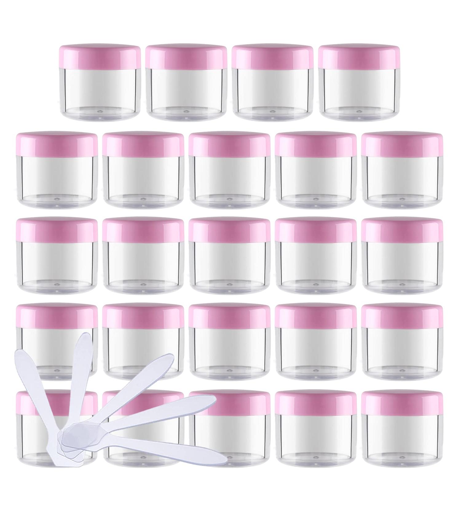 Zeoabsy 20ml Clear Empty Cream Can - 20 Pieces Transparent Crucible with Pink Screw Cap for Lotion Mini Candles Nail Art & Lip Balm - Buy Online on SooperMarket.com