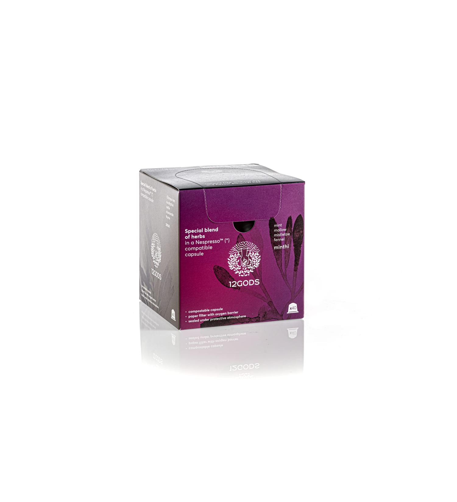 Capsules Herbal Tea 12GODS Mix / 40pcs Compostable Pods Compatible with Nespresso Original Coffee Machines
