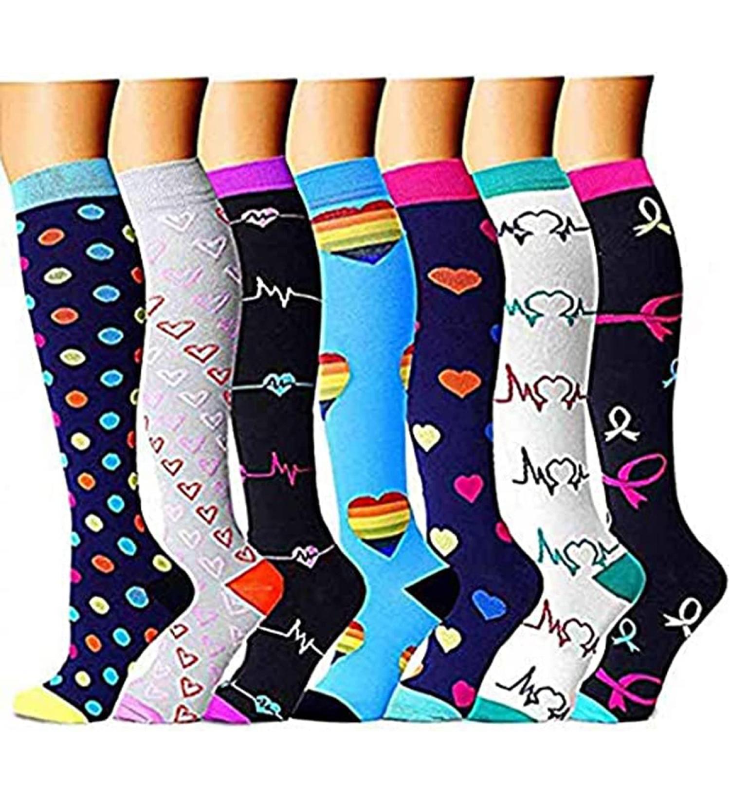 7 Pairs Compression Socks for Men & Women - Ideal for Running Sports Travel & Nurses - S-M Compression Stockings - Buy Online on SooperMarket.com