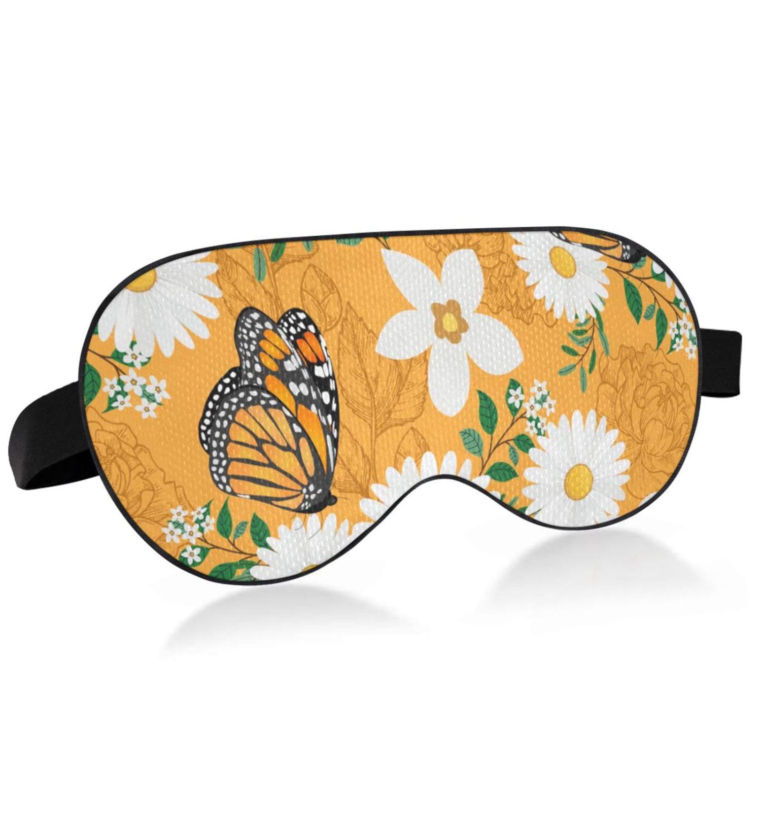 Haskirky Light Blocking Eye Mask | Breathable & Adjustable for Men and Women | Ideal for Travel, Yoga, Meditation, Office, Deep Sleep | White Flower Print - Buy Online on SooperMarket.com
