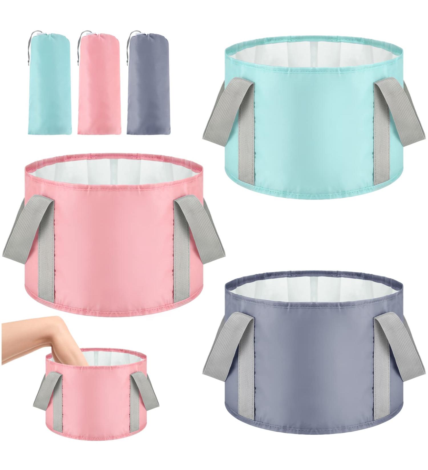 3-Piece Collapsible Foot Soak Tub | Portable & Multifunctional Basin for Camping, Fishing, Hiking | Pedicure Bowl for Spa Travel | 14L Capacity | 3 Colors - Buy Online on SooperMarket.com