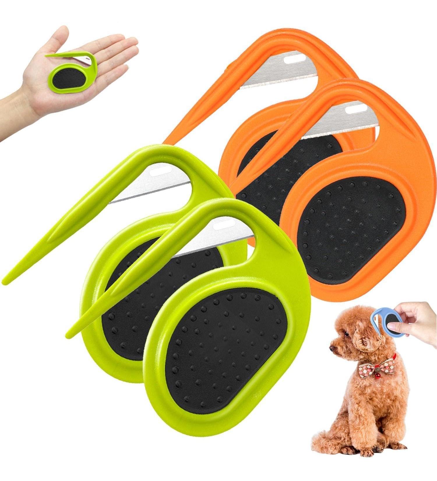 Pulunto Dog Comb for Pets 4-Piece Fur Care Set | Open Knots Trimmer & Brush in Orange & Green - Buy Online on SooperMarket.com
