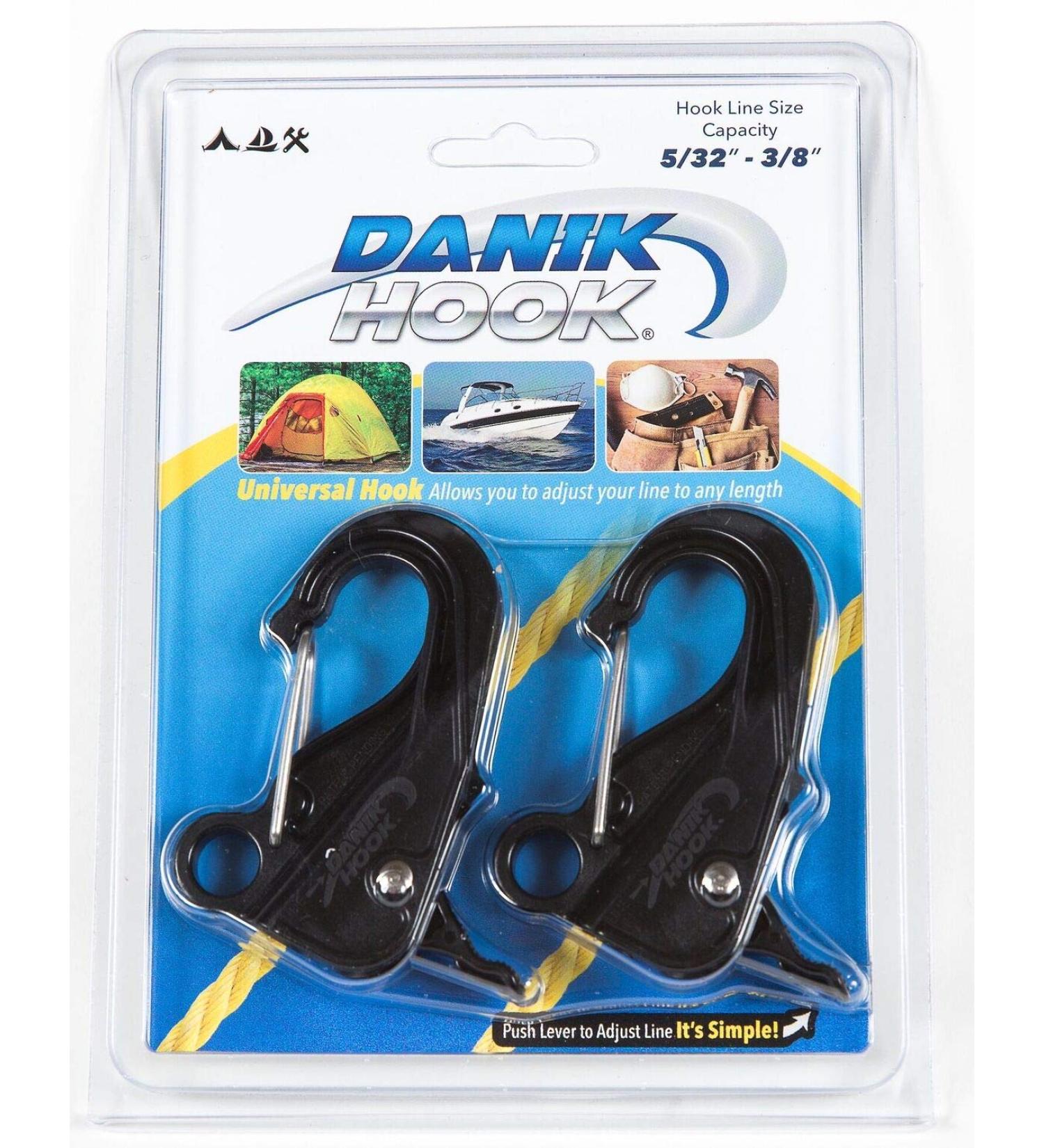 Danik Hook Mini Pack of 2 - High Strength Composite Adjustable Hooks | 300 lb Capacity | Easy Knotless Attaching System - Buy Online on SooperMarket.com