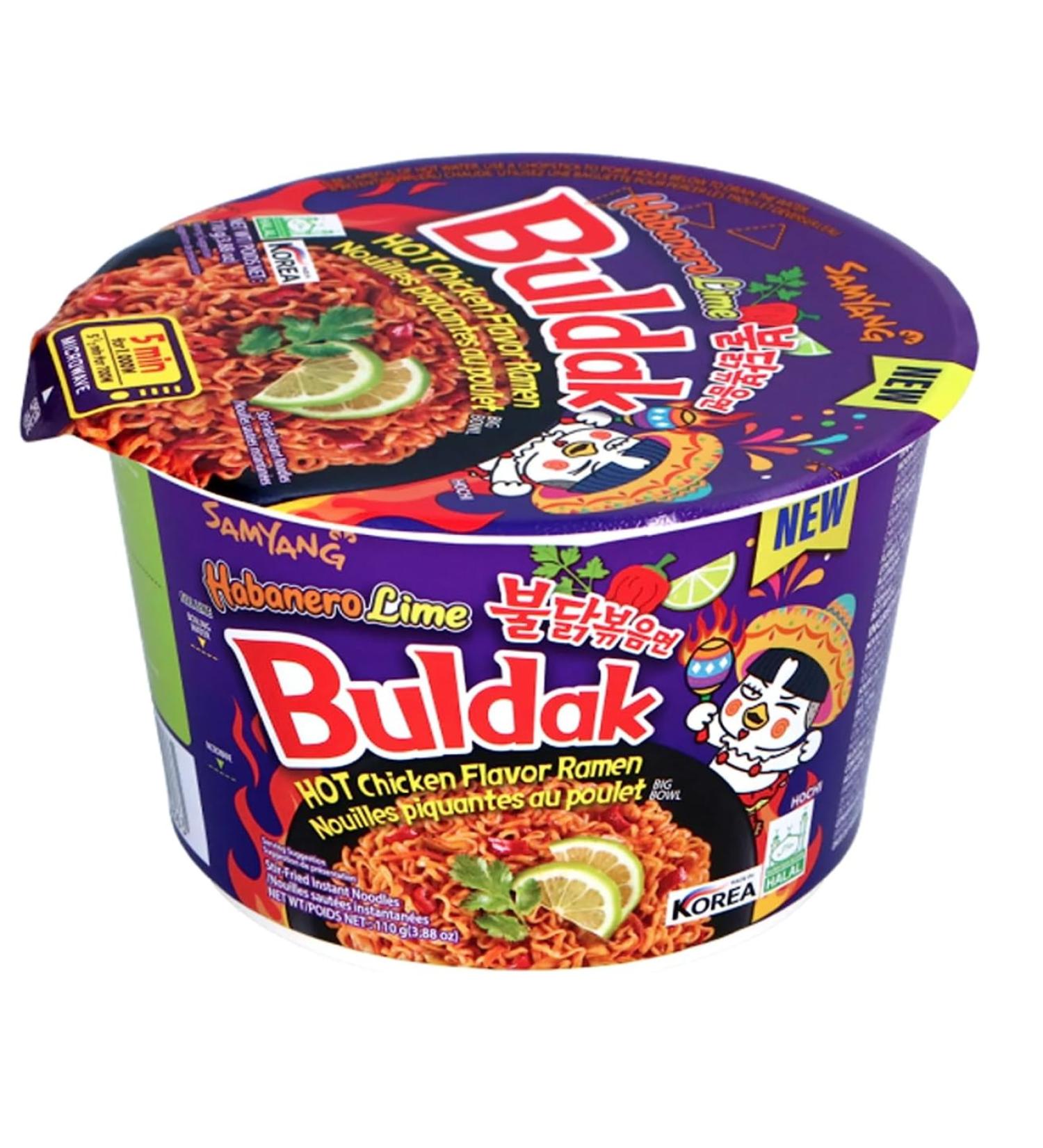 Samyang Buldak Noodles Hot Chicken Flavour Ramen Habanero Lime Big Bowl Cup 110g - Buy Online on SooperMarket.com