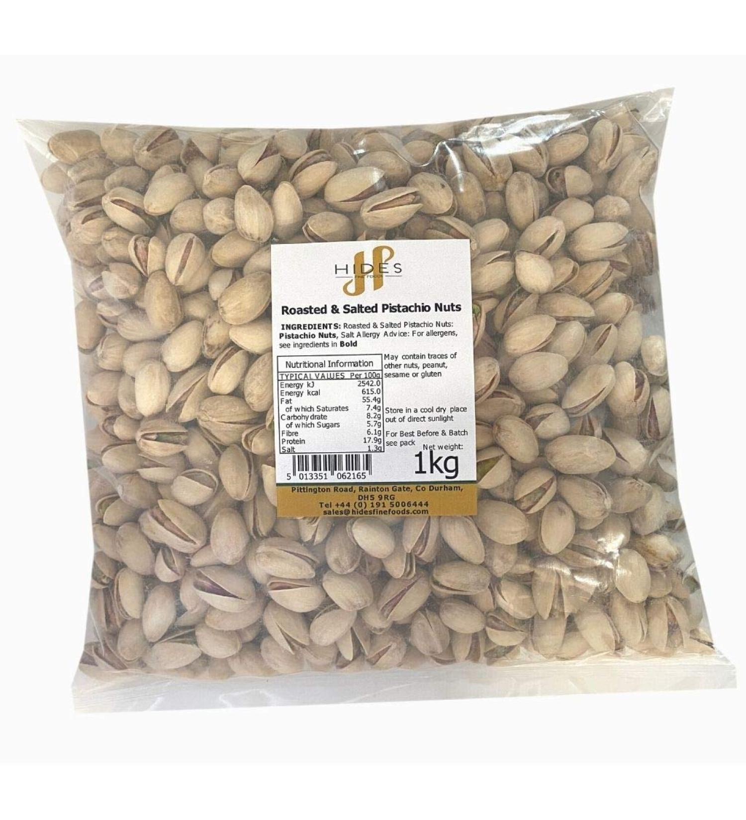 Hides Fine Foods - Roasted & Salted Pistachio Nuts 1kg - Suitable for Vegetarians - GMO Free - Snacking - Protein Snack - Bar Snack - Perfect for Parties - Buy Online on SooperMarket.com