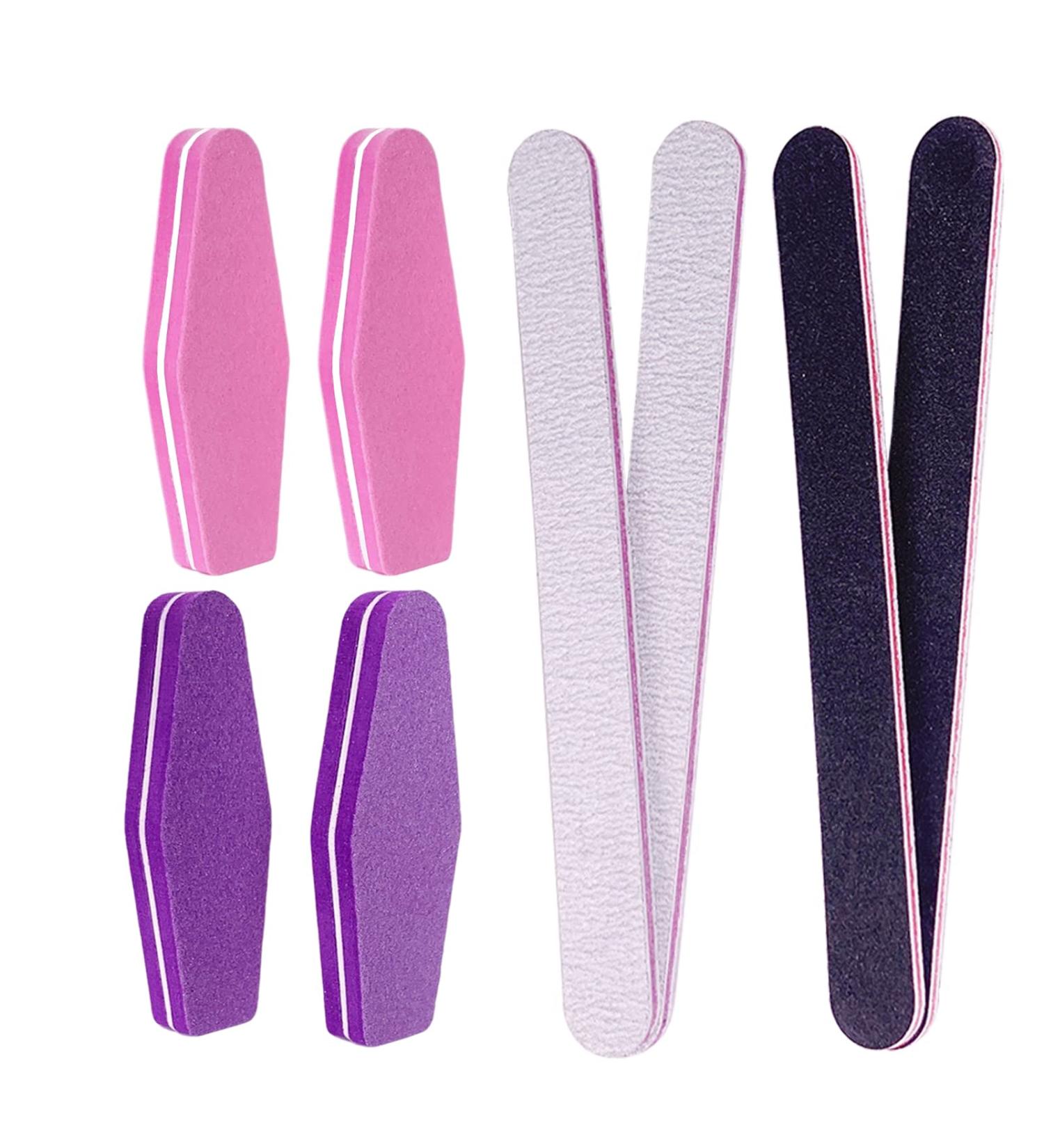 8 Pc Nail File and Buffer Set - 100/180 Grit for Acrylic Nails, Fingernail Buffing Blocks - Professional Manicure Kit Supplies - Buy Online on SooperMarket.com