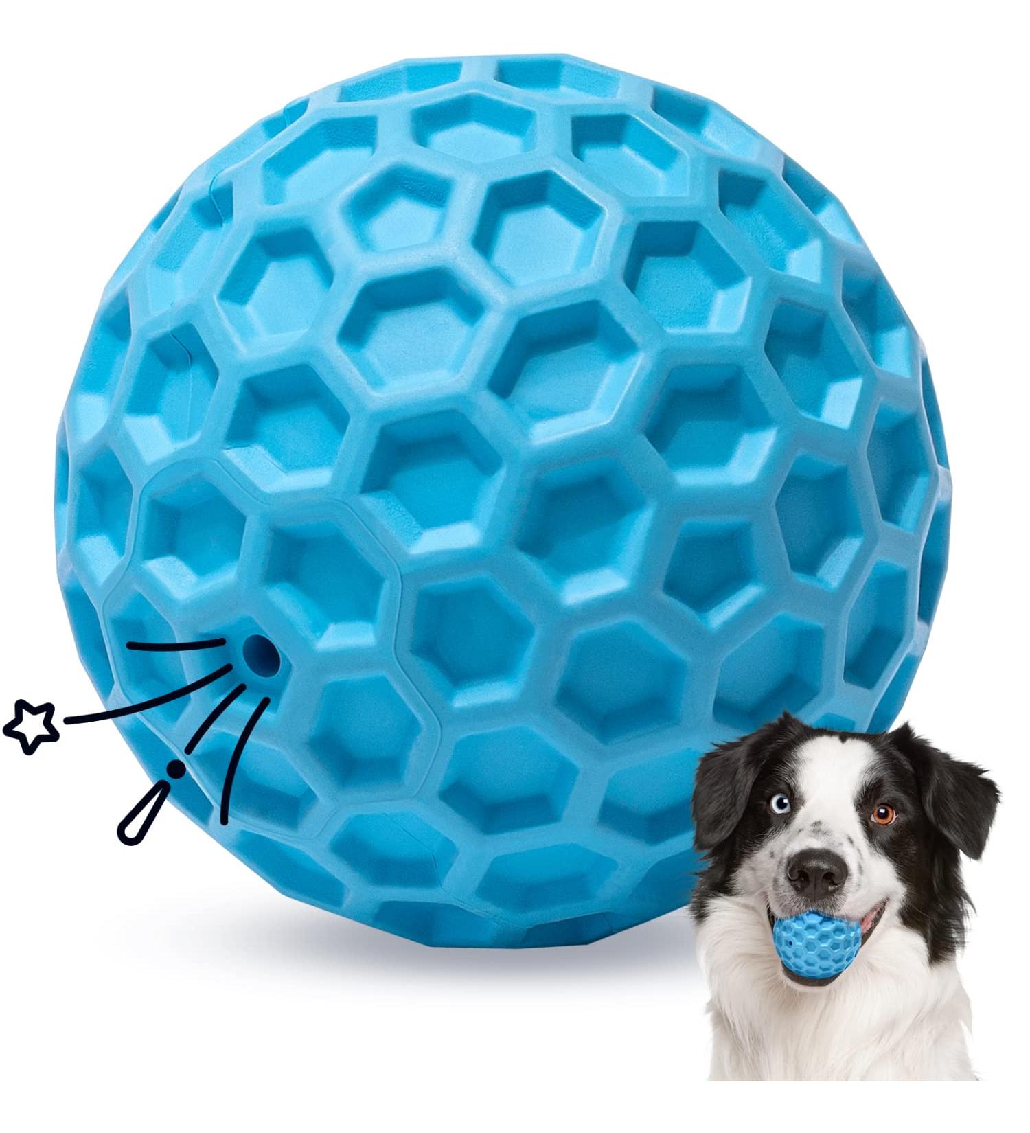 Nobleza Indestructible Dog Ball - 8cm Natural Rubber Squeaky Interactive Toy for Dogs | Robust & Durable - Buy Online on SooperMarket.com