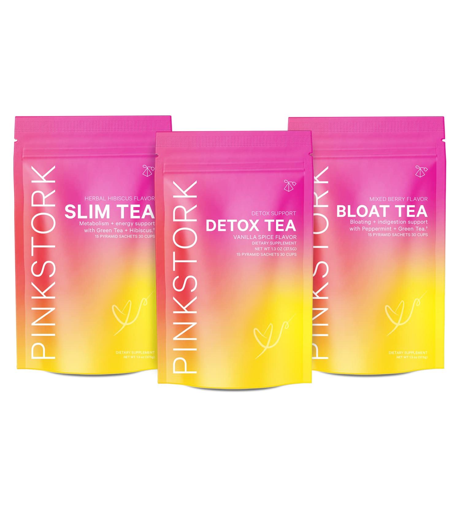 Pink Stork Fit Tea Bundle: Organic Detox Tea for Women - Supports Weight Loss, Metabolism, and Digestion with Green Tea, Ginger, and Turmeric - Women-Owned - Buy Online on SooperMarket.com