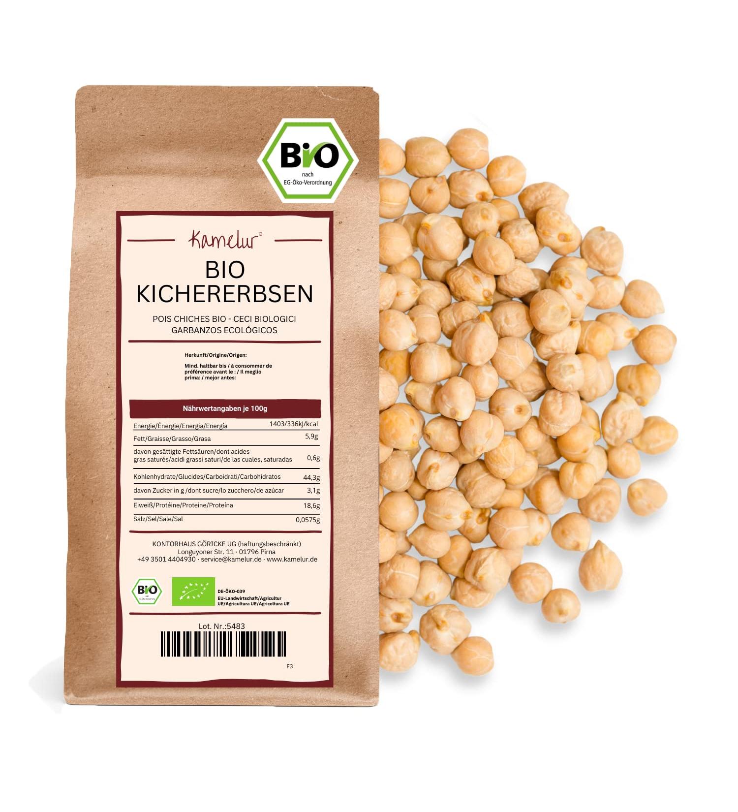 Kamelur Organic Dried Chickpeas 500g | Bulk Organic Pulses from EU Agriculture - International Shipping Available - Buy Online on SooperMarket.com