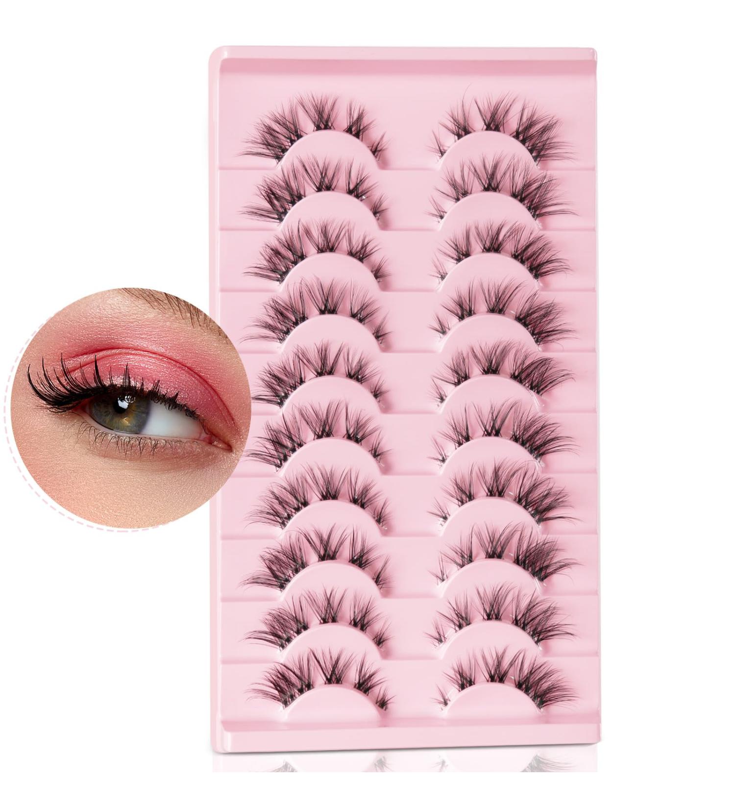 Shop 10 Pairs D Curl False Eyelashes - DIY Waterproof Lash Extension Kit | Fluffy 3D Anime Lashes with Clear Band - MinK (3D09 - Buy Online on SooperMarket.com