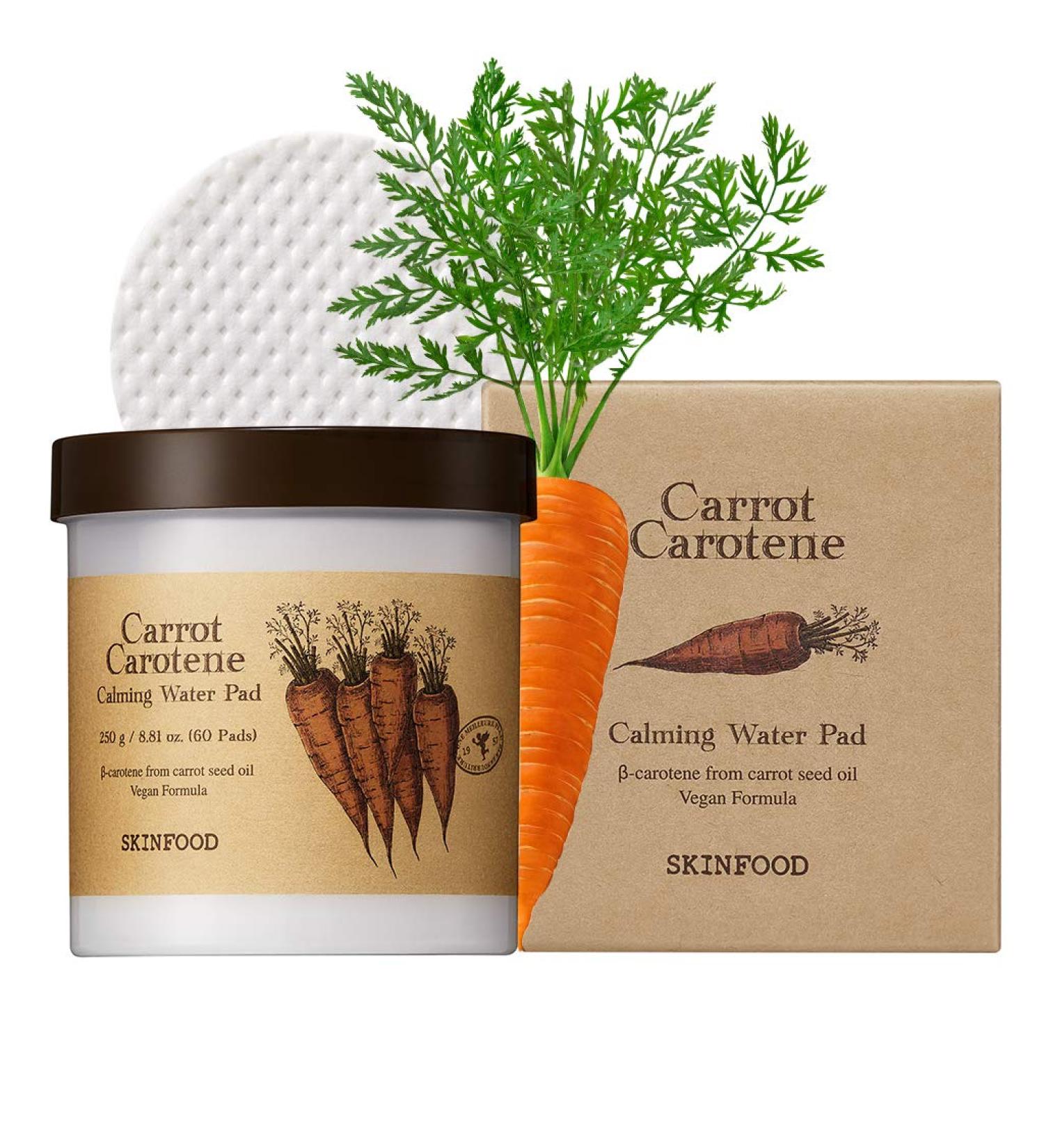 SKINFOOD Carrot Carotene Calming Water Pad 250g - Redness Relief 60 Sheets - Buy Online on SooperMarket.com