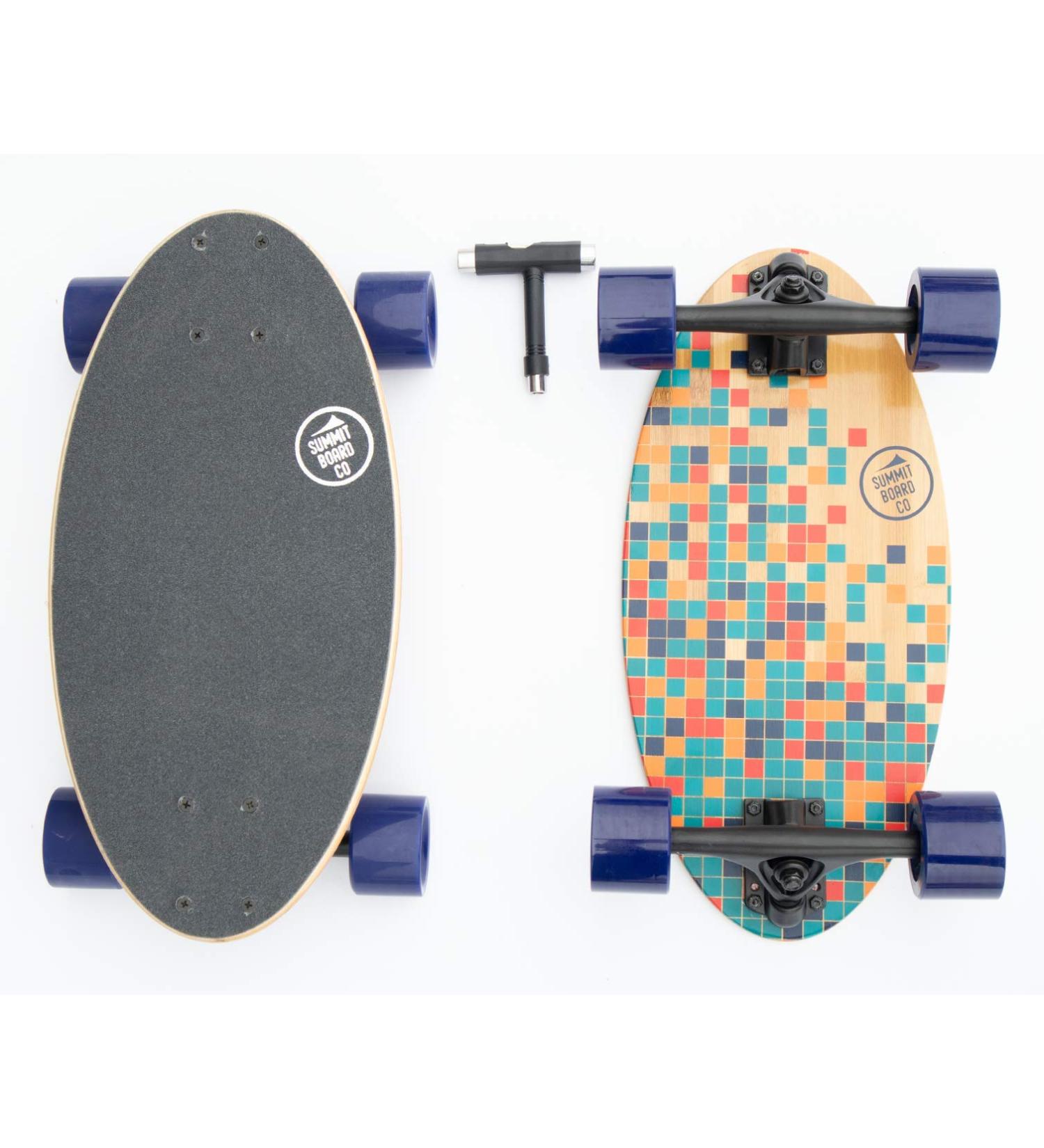 Summit Board Co Short Longboard Skateboard Deck with Precision Bearings and Rugged Wheels - Wide Mini Balanced Design for Beginners and Experienced Skaters | Pixels - Buy Online on SooperMarket.com