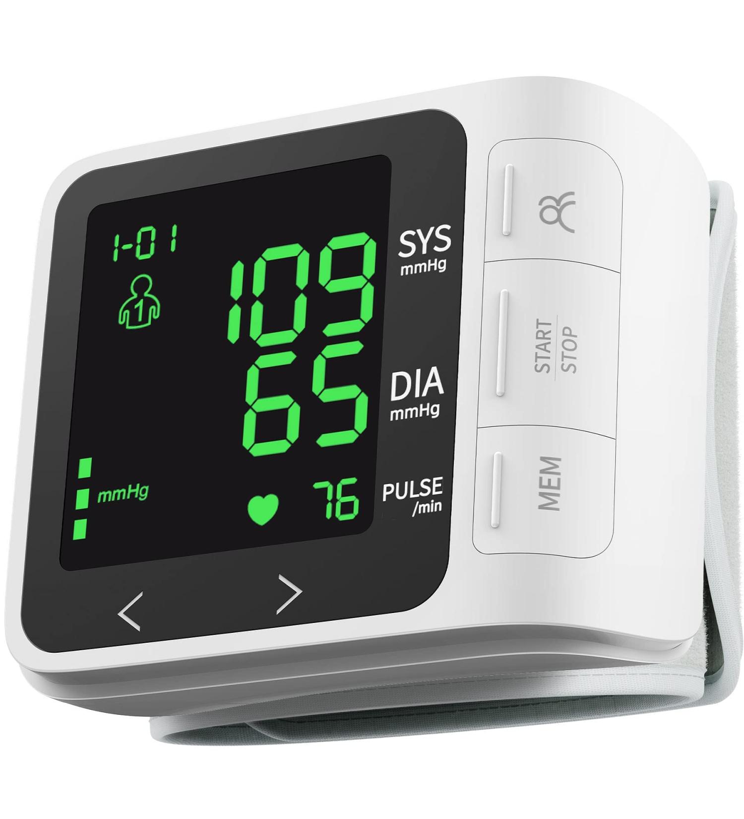 Wrist Blood Pressure Monitor with Large Backlight Display | Digital Automatic BP Cuff with Memory | Adjustable Cuff & Storage Bag Included - Buy Online on SooperMarket.com
