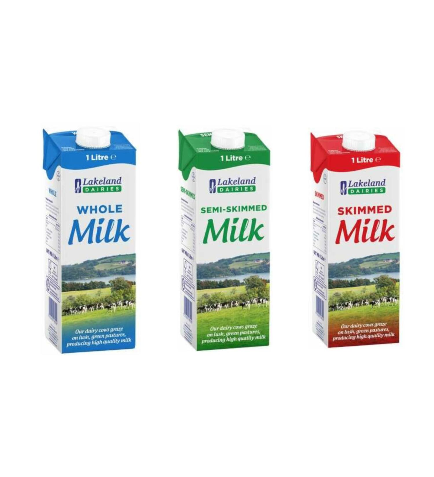 Lakeland Dairies Long Life Milk | Custom Case of 12x1ltr | Choose From 3 Flavours & Receive 4 of Each Choice - Buy Online on SooperMarket.com