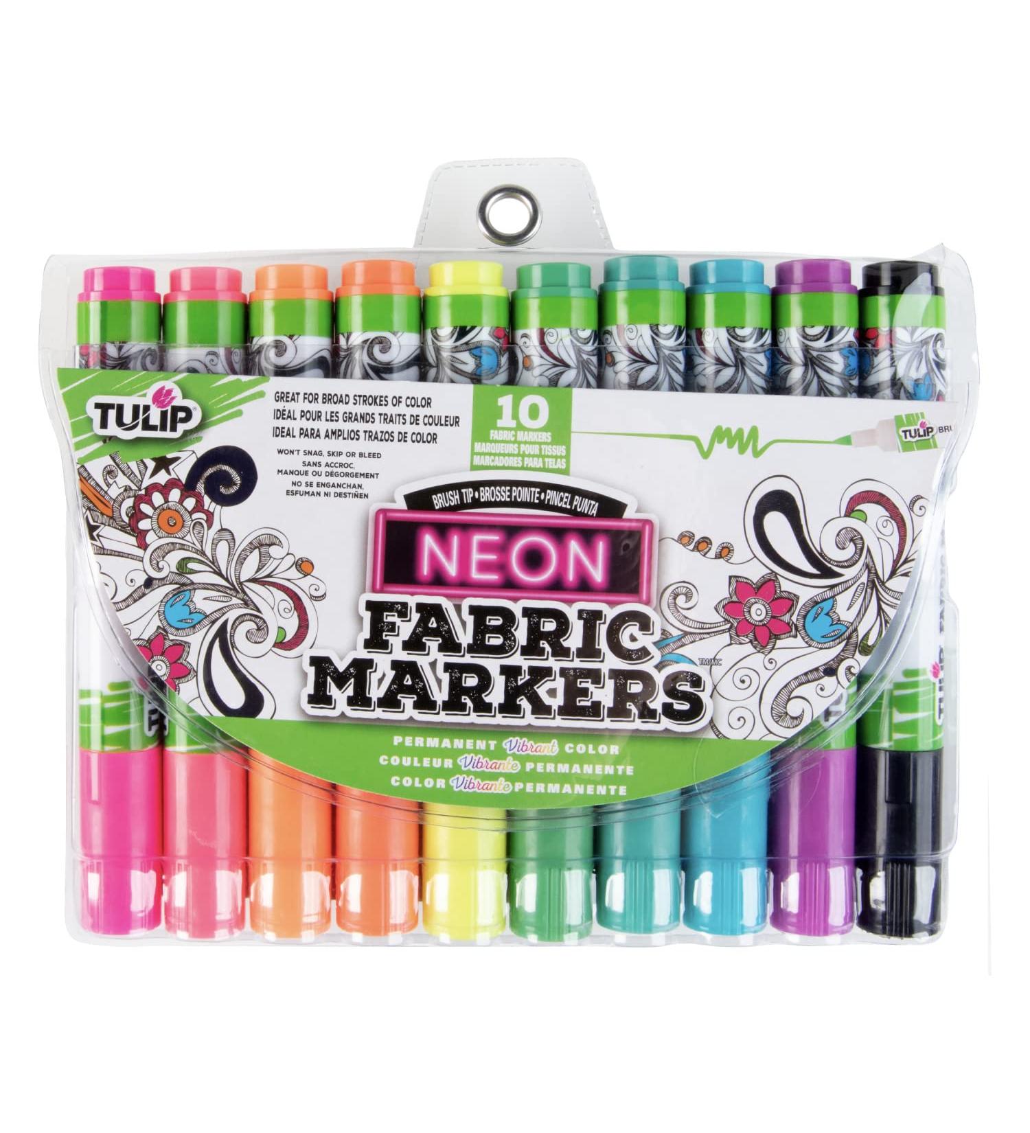 Tulip Permanent Neon Fabric Brush Tip Markers - Set of 10 - Buy Online on SooperMarket.com