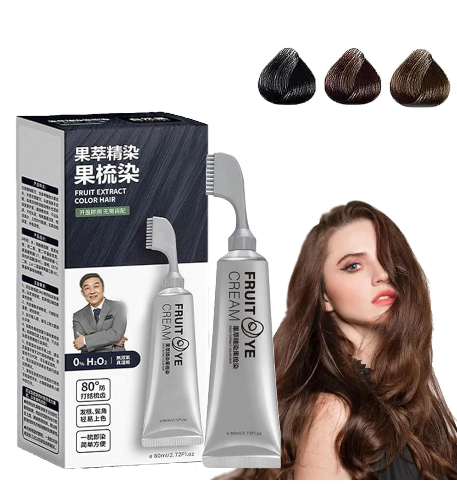 Black Fruit Hair Dye Cream for Grey Hair Coverage | Natural Dark Brown Hair Color for Men & Women - Shop Now - Buy Online on SooperMarket.com