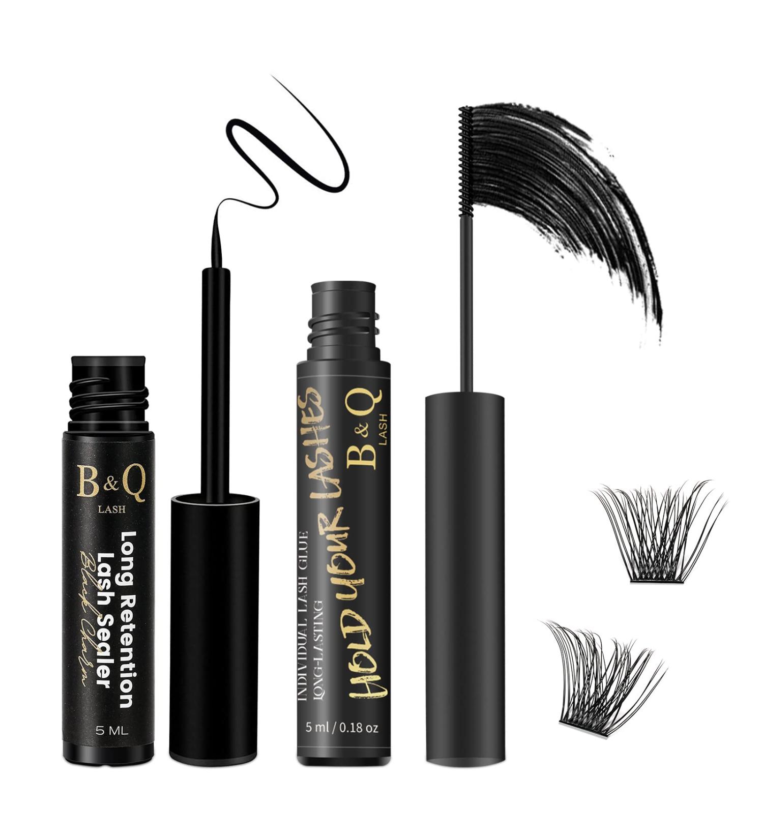 Lash Bond & Seal Kit for DIY Eyelash Extensions - Waterproof, Long Lasting 10ml Black Glue + 5ml Seal - Buy Online on SooperMarket.com
