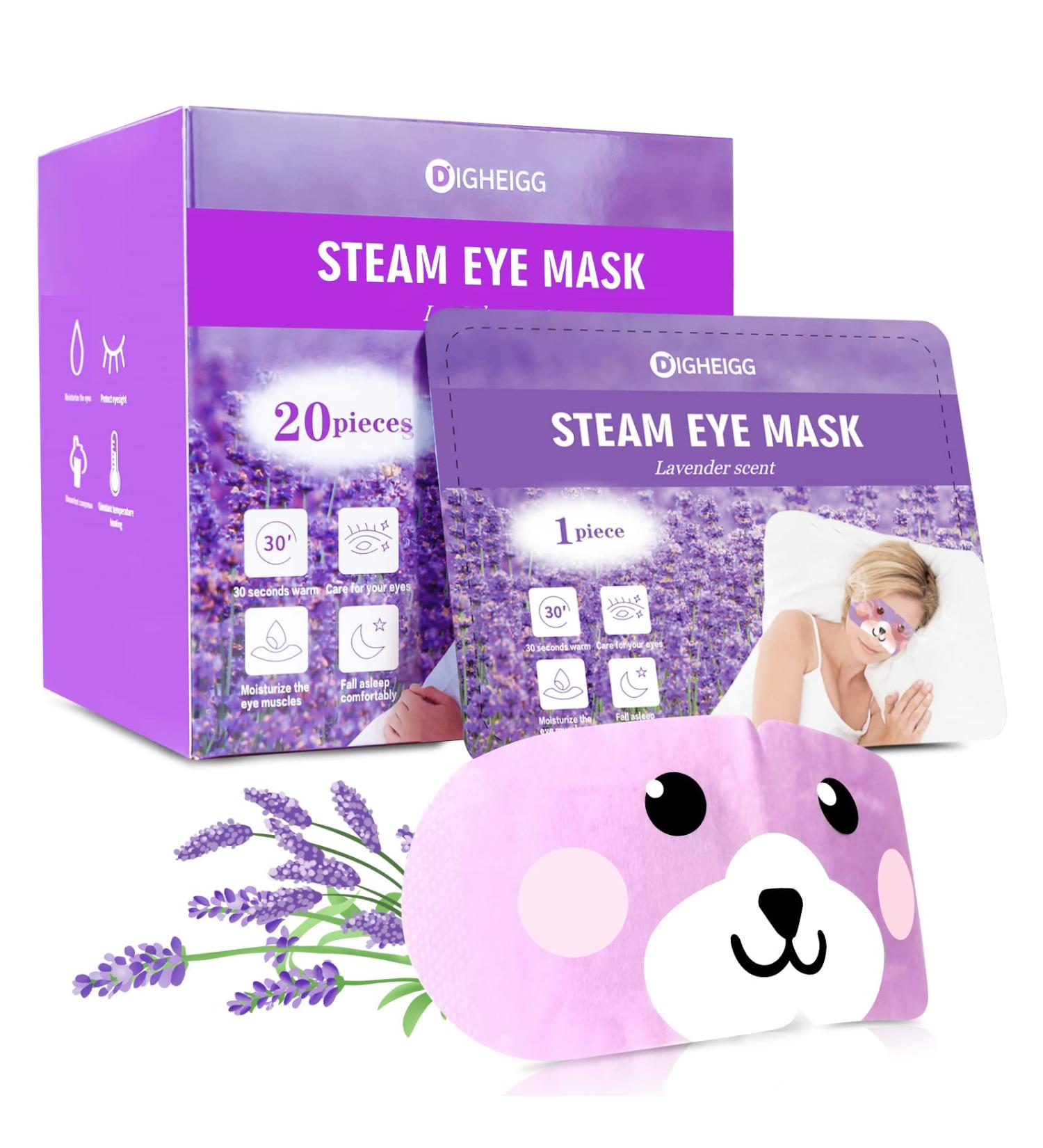 DIGHEIGG Lavender Steam Eye Mask - 20 Pcs | Disposable Eye Warm Compress for Dark Circles, Puffiness, Dry Eyes, Headache, Migraine, Stye | Relief Stress & Fatigue - Buy Online on SooperMarket.com