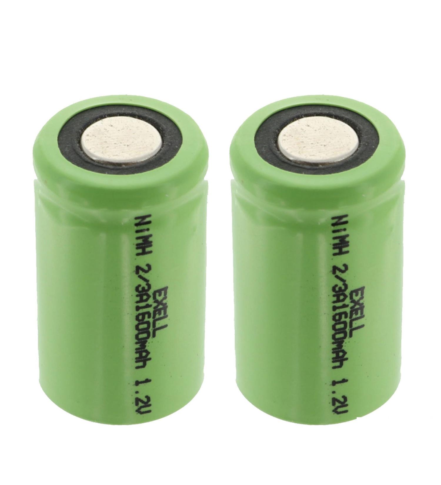 Buy 2x Exell 2/3A 1600mAh NIMH Rechargeable Flat Top Batteries for Telecoms UPS RC Devices & More - International Shipping Available - Buy Online on SooperMarket.com