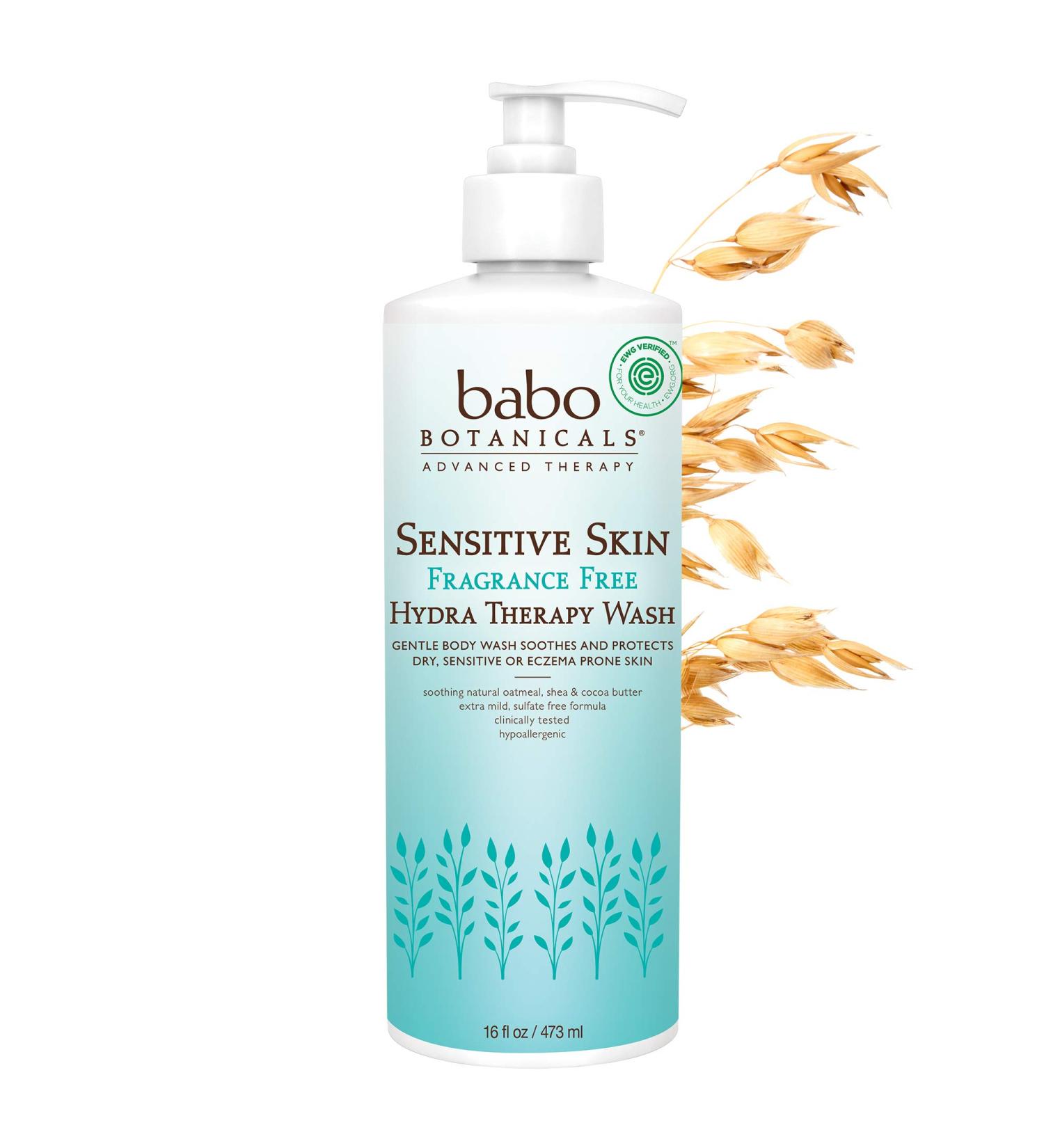 Babo Botanicals Fragrance-Free Hydra Therapy Wash | Sensitive Skin | Organic Calendula & Oat Protein | Vegan & Hypoallergenic - 16 fl. oz. - Buy Online on SooperMarket.com