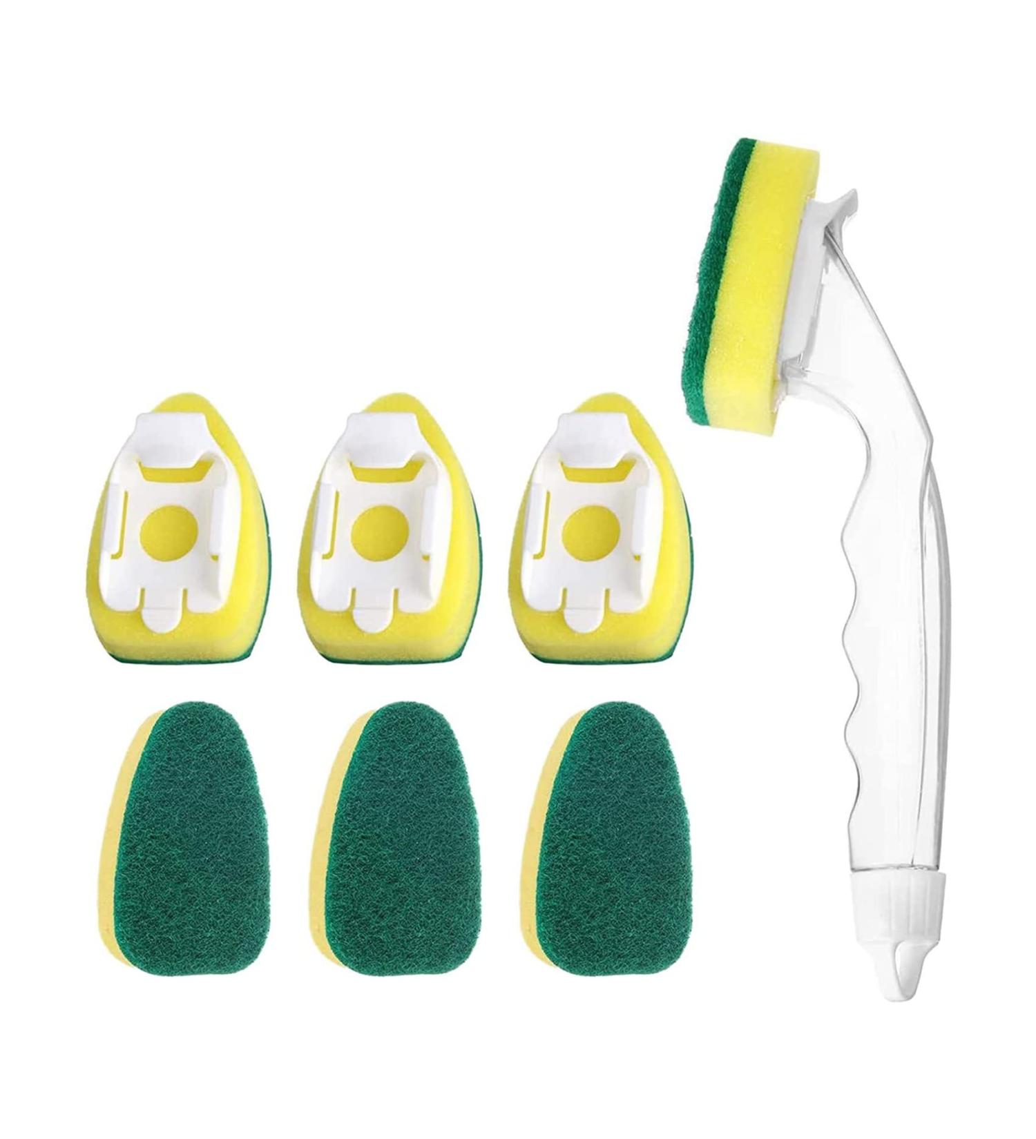 Spactz 1 Dish Wand 7 Refill Replacement Sponge Heads Wand Clean Scrub Sponges for Kitchen Sink Bathroom Utensils - Buy Online on SooperMarket.com