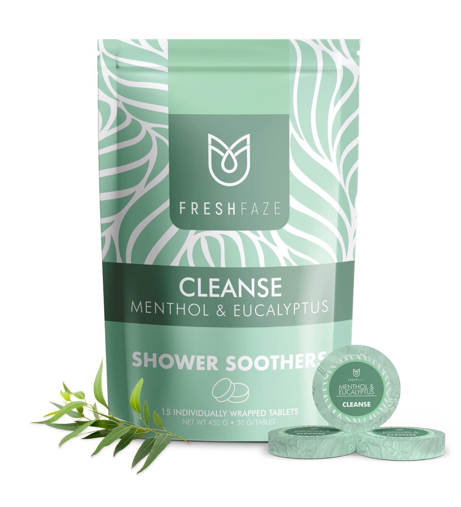 Fresh Faze Menthol & Eucalyptus Shower Steamer - Organic Essential Oils - Aromatherapy for Stress Relief - 15 Tablets - Buy Online on SooperMarket.com