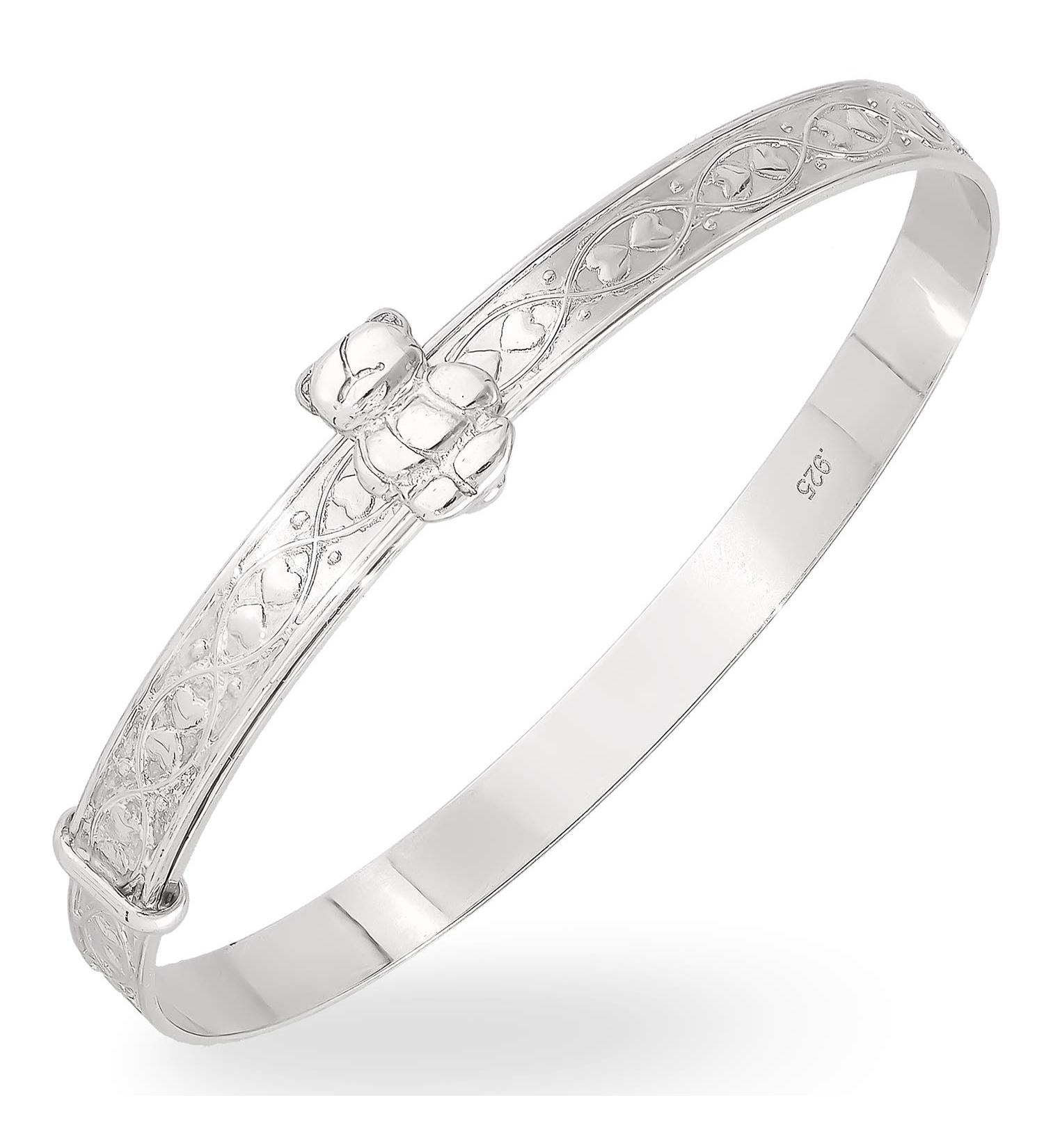 Classic Sterling Silver Baby Bangle - Ideal for Christening, Birthday, Baby Shower - Adjustable Expander Bracelet Gift - Buy Online on SooperMarket.com