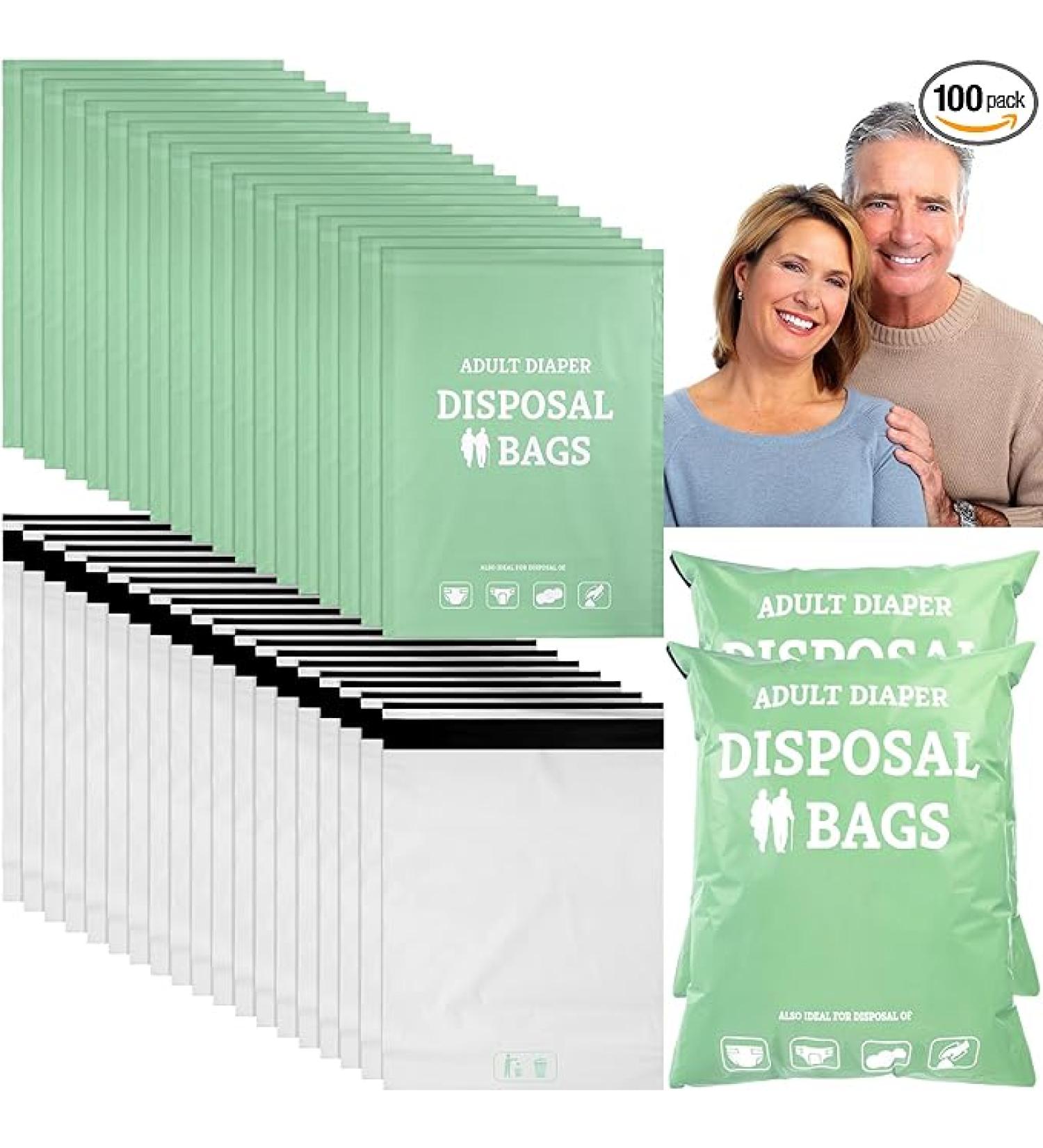 PerKoop 100 Pcs Extra Thick Large Adult Diaper Disposable Bags Odor Tight Sealing Disposal Bags Tear Resistance Sanitary Bag for Feminine Products Prevents Leakage Incontinence Unscented Diaper Sacks - Buy Online on SooperMarket.com