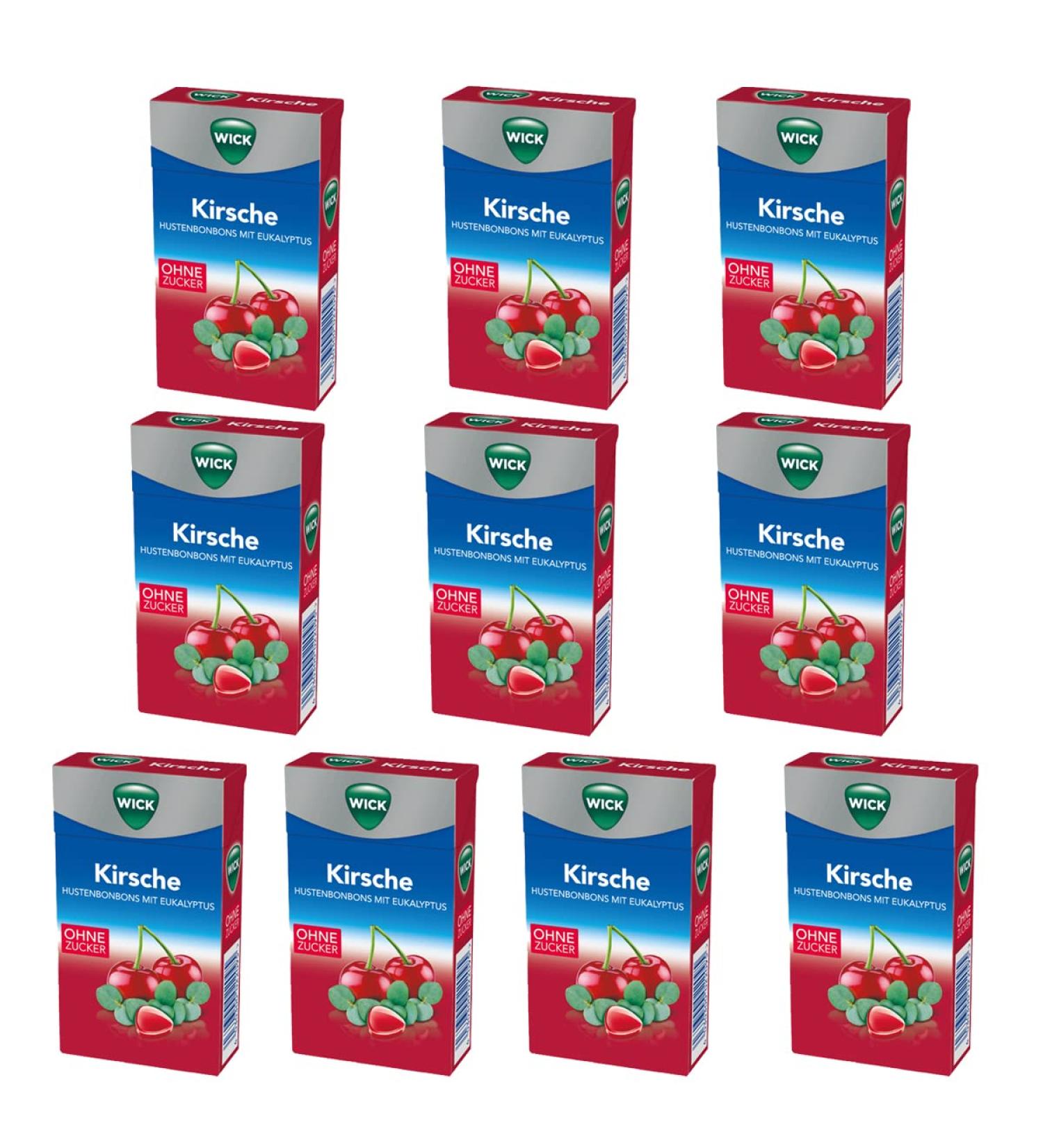 WICK Cherry and Eucalyptus Sugar-Free Throat Lozenges 46g Pack of 10 Cherry and Eucalyptus 46g (Pack of 10)