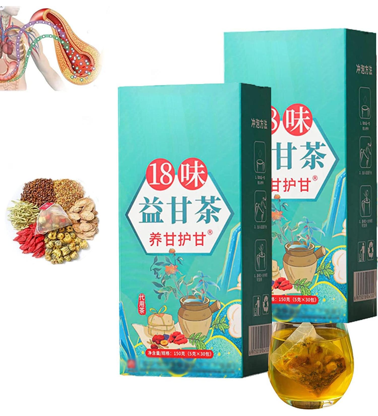 18 Flavors Liver Care Tea 18 Flavors of Liver Protection Tea Daily Liver Nourishing Tea Nourishing Liver and Protecting Liver Tea Everyday Nourishing Liver Tea Healthy Liver Function 5gx30 bags (2Box) - Buy Online on SooperMarket.com