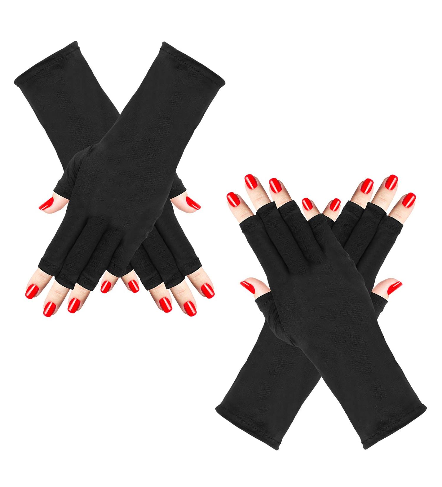 WLLHYF Anti UV Gel Nail Gloves - Fingerless Sun Protection Gloves 22cm-Black - Buy Online on SooperMarket.com