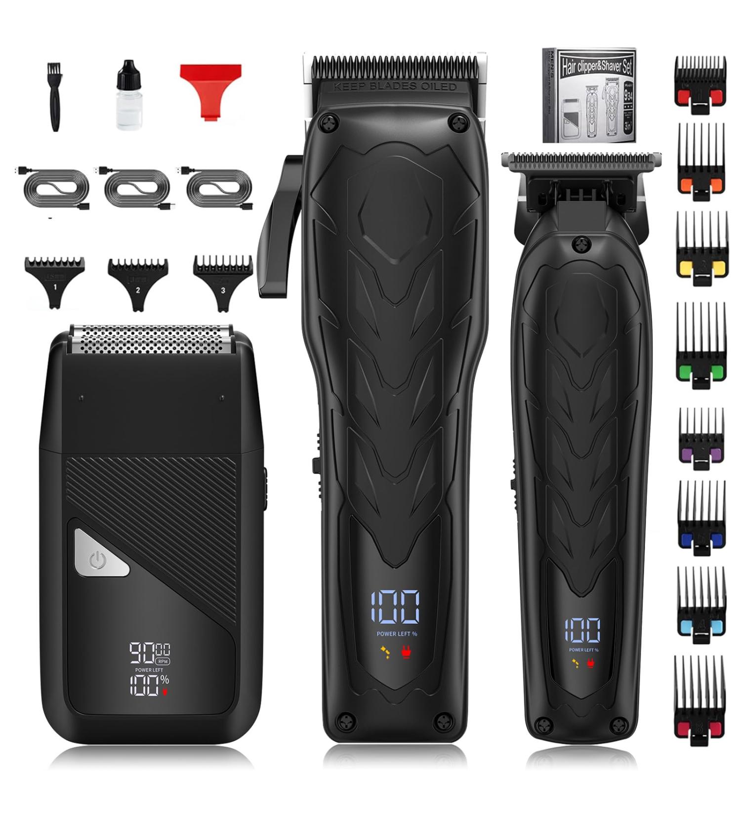 Suttik Professional Hair Clippers for Men - 3 in 1 Cordless Hair Cutting Kit with LED Display Electric Razor & Trimmers Set - Perfect Gift for Men - Buy Online on SooperMarket.com