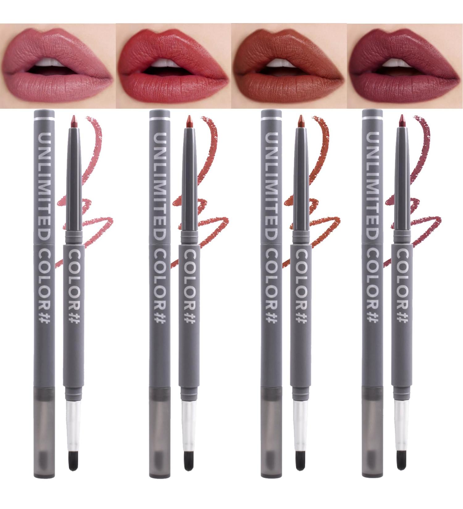 4PC Nude Lip Liner Set - Vegan & Cruelty-Free - Matte, Creamy Formula with Brush - Precise & Define for Easy Application - B01 - Buy Online on SooperMarket.com