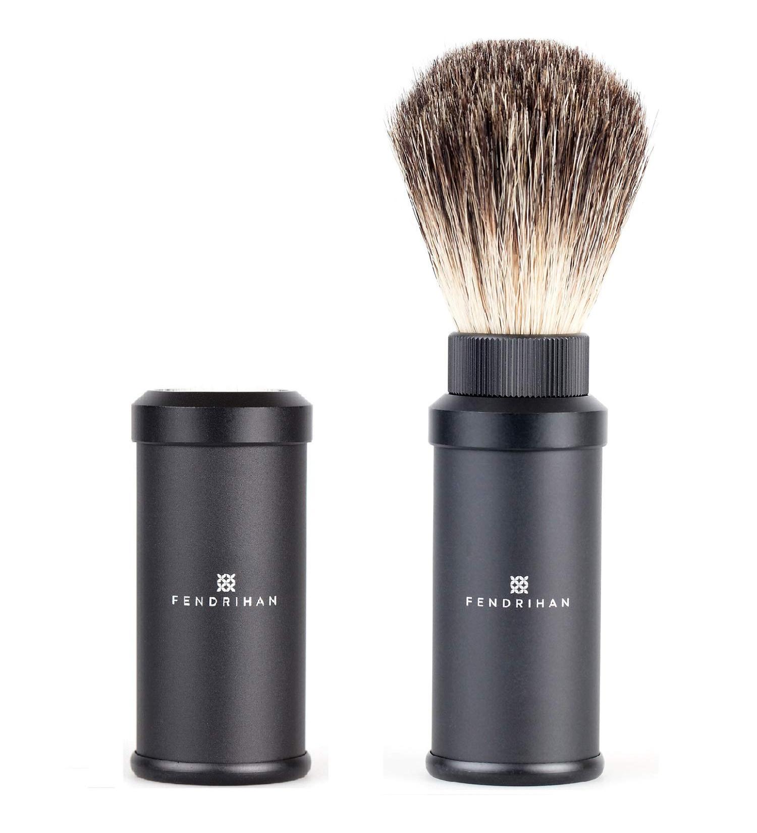 Fendrihan Black Anodized Travel Shaving Brush | Pure Badger Bristles | Made in Germany - International Shipping Available - Buy Online on SooperMarket.com