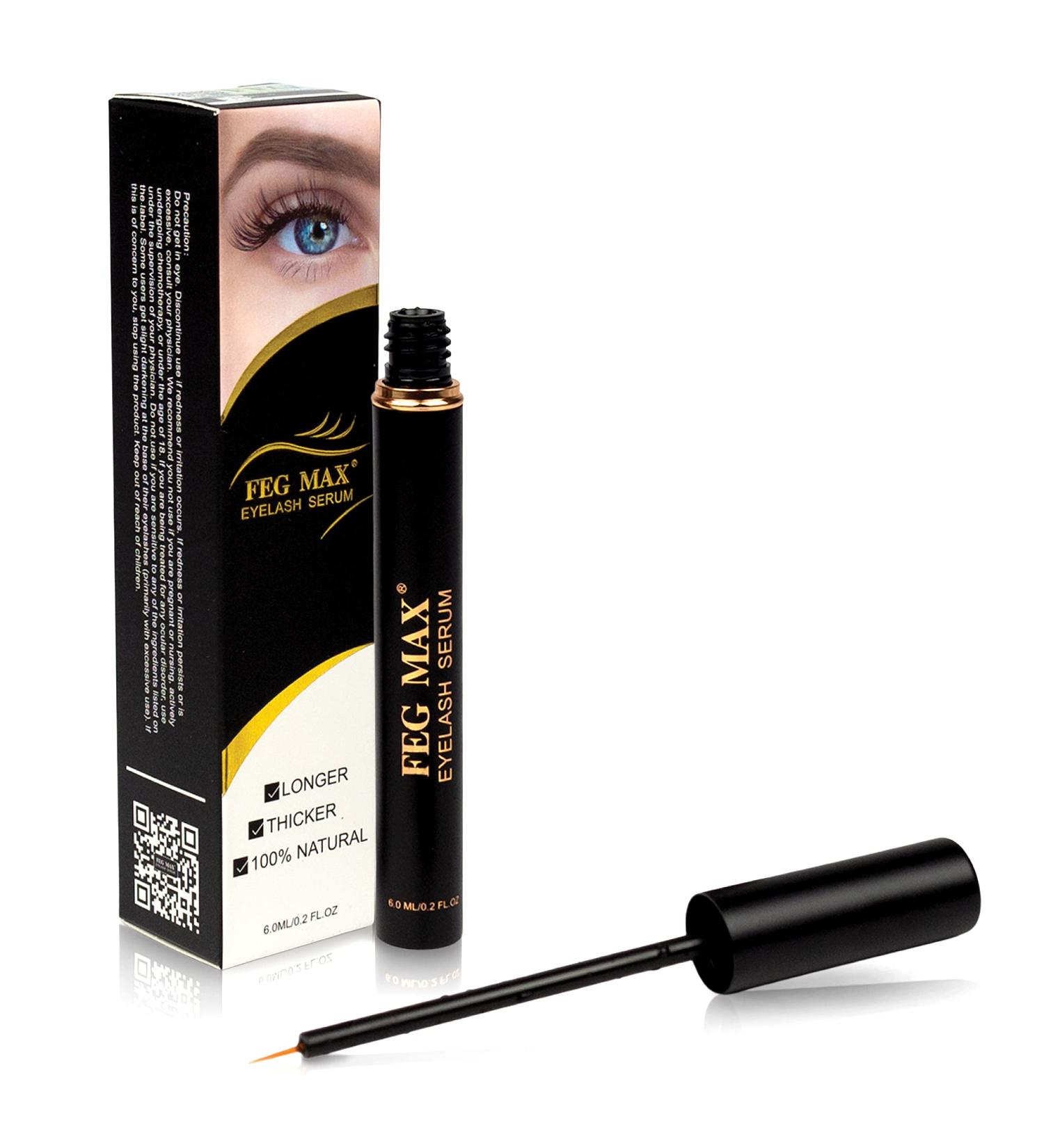 FEG Max Eyelash Serum | Fast & Effective Growth for Longer Darker Lashes | Natural Eyelash & Brow Serum | 6 mL - Ships Internationally - Buy Online on SooperMarket.com