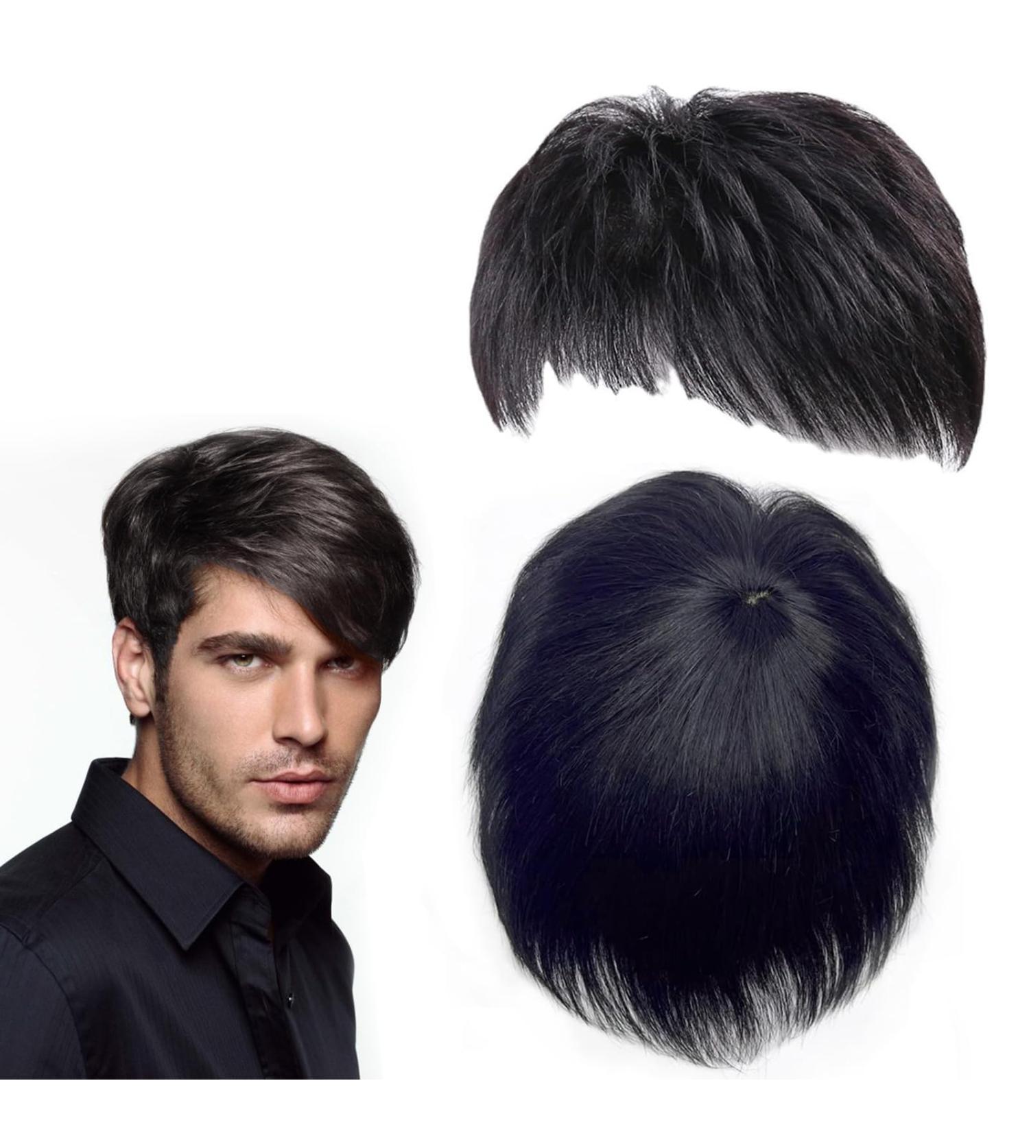 Natural Black Men's Hair Piece - Thin Skin Toupee for Male Receding Hairline (13cmx14cm) - Buy Online on SooperMarket.com