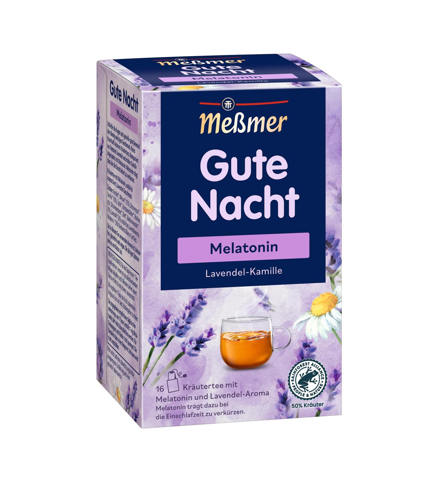 Meßmer Good Night | Melatonin | 16 tea bags | Gluten-free | Lactose-free | Vegan Good Night 16 tea bags